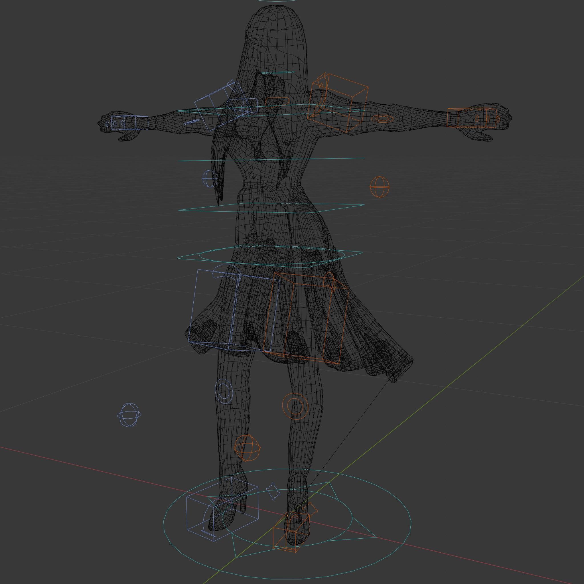 Colorful Fashion Character Model Rigged and Animated Low-poly 3D model_6
