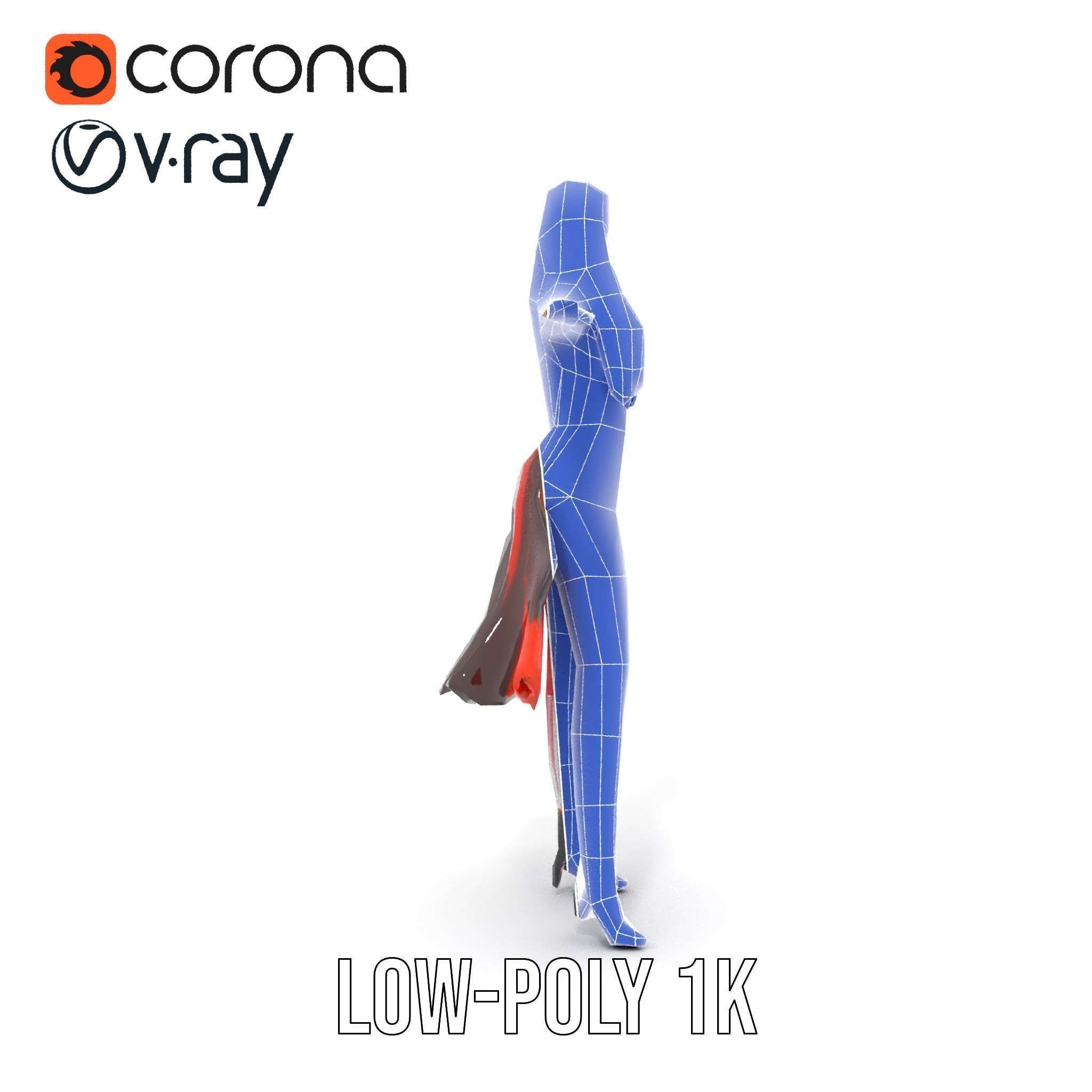 Colorful Fashion Character Model Rigged and Animated Low-poly 3D model_22