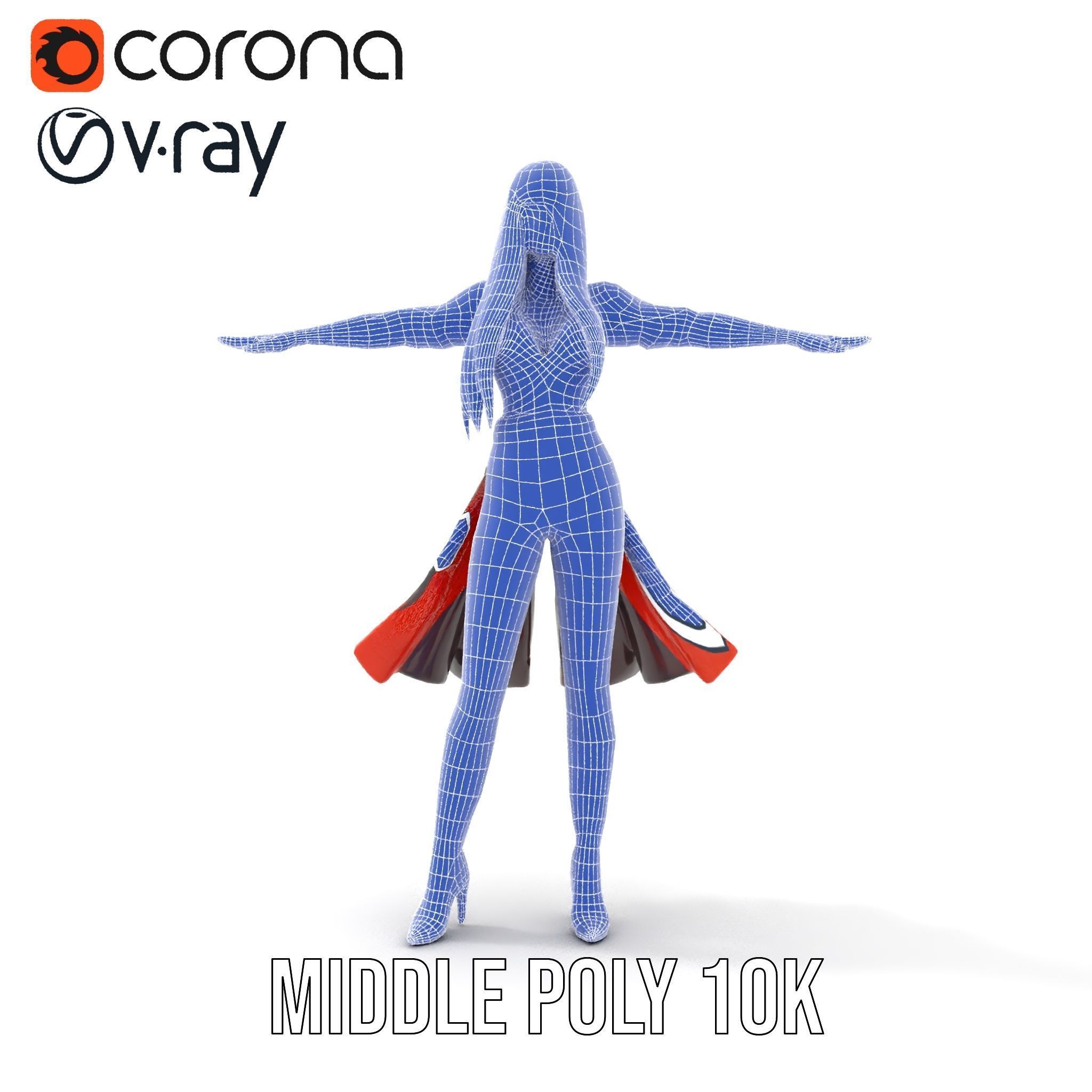 Colorful Fashion Character Model Rigged and Animated Low-poly 3D model_29