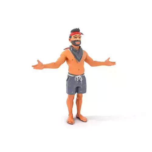 Beachwear Bandana Guy Rigged and Animated D Character Model
