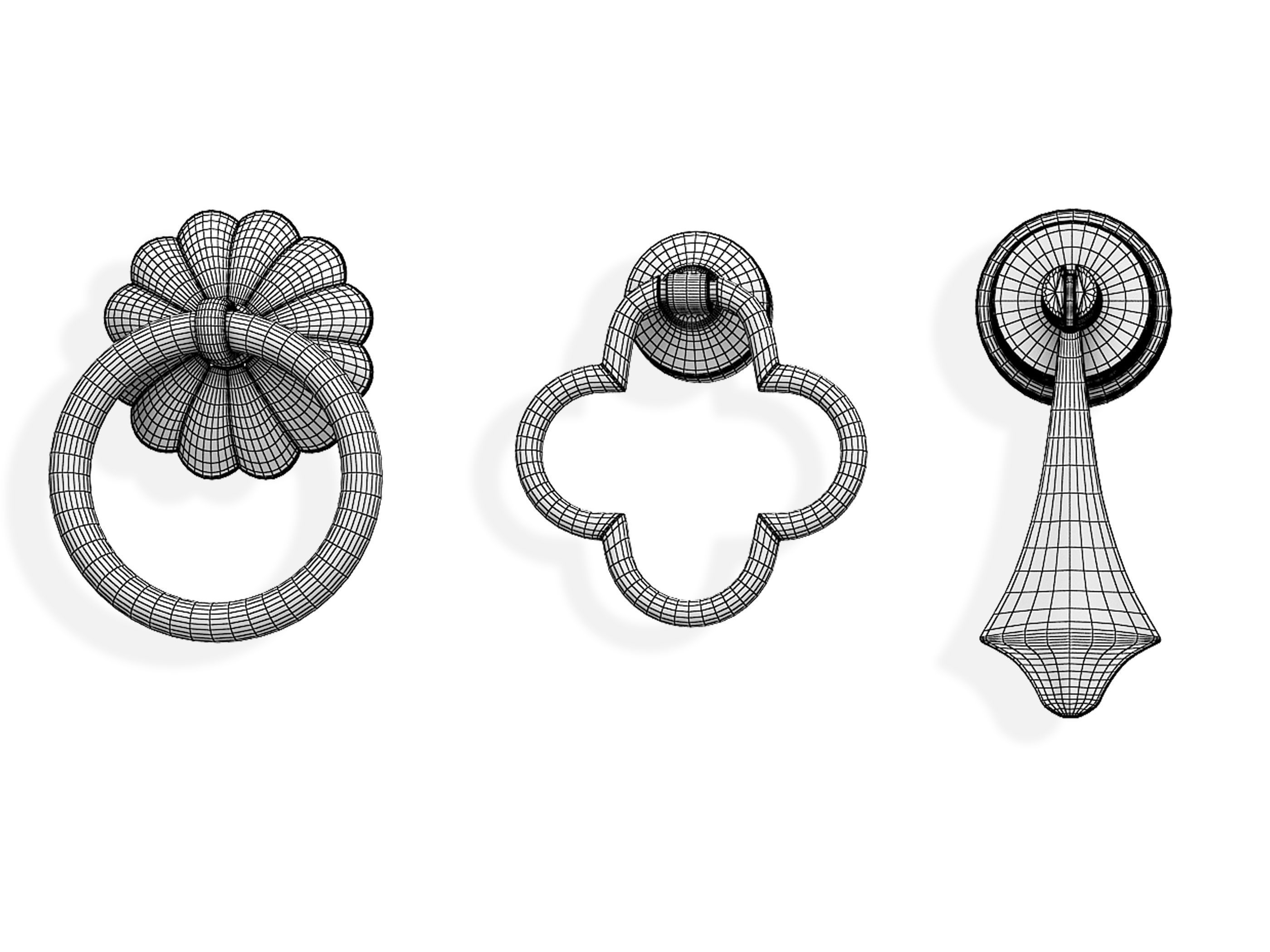 Chinese knocker Low-poly 3D model_6