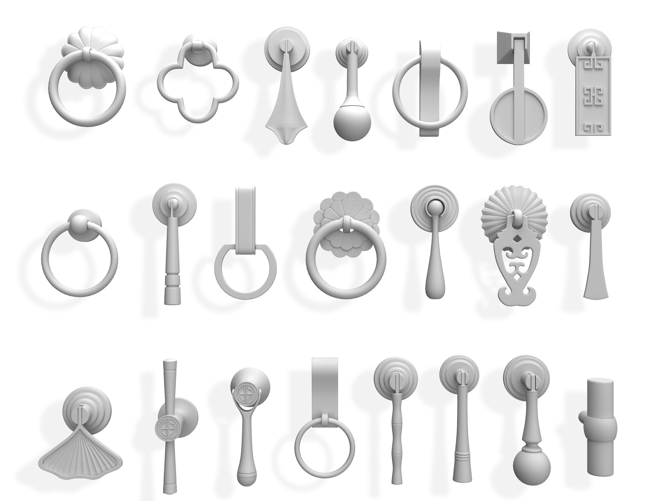 Chinese knocker Low-poly 3D model_3