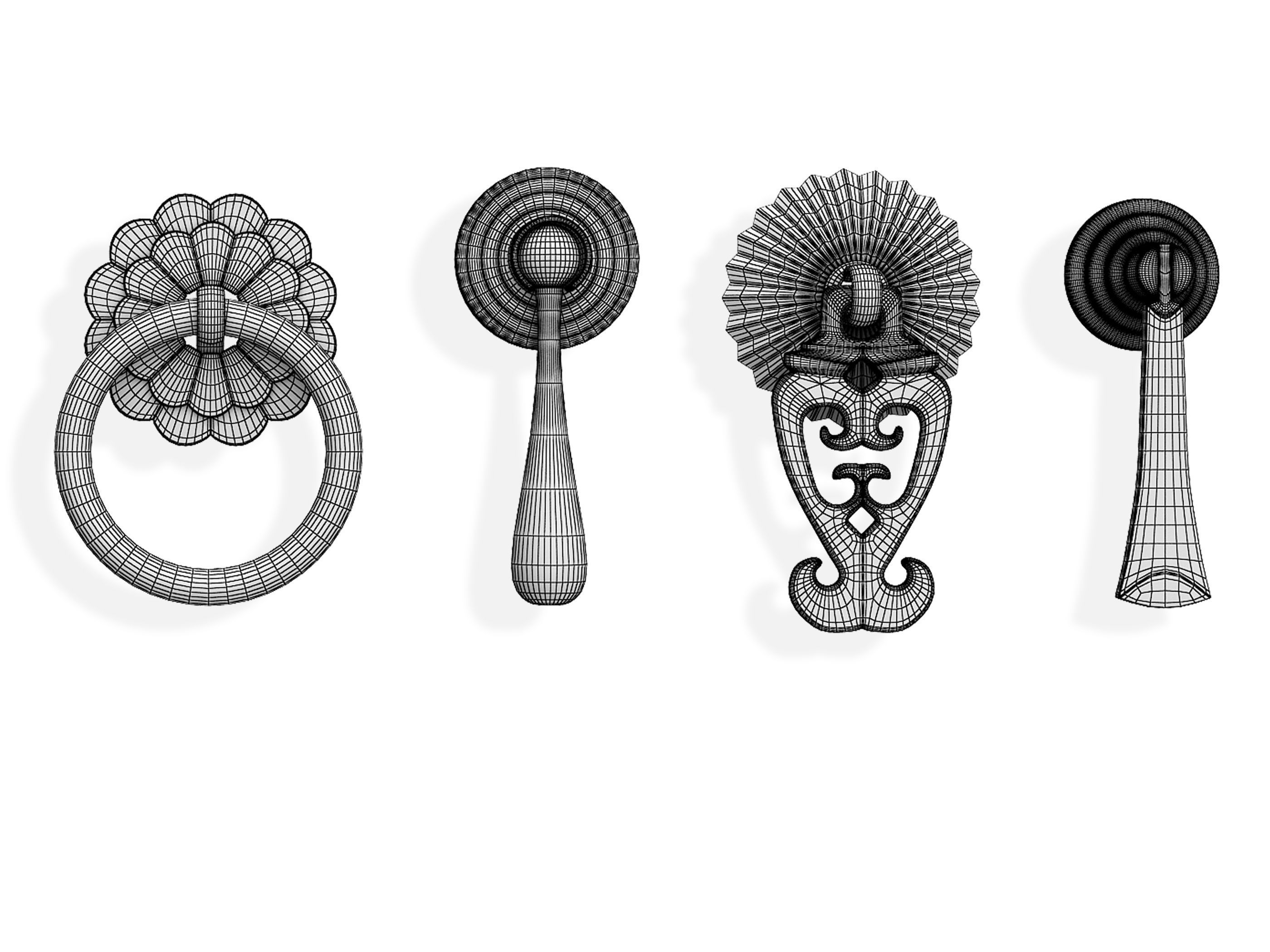 Chinese knocker Low-poly 3D model_7