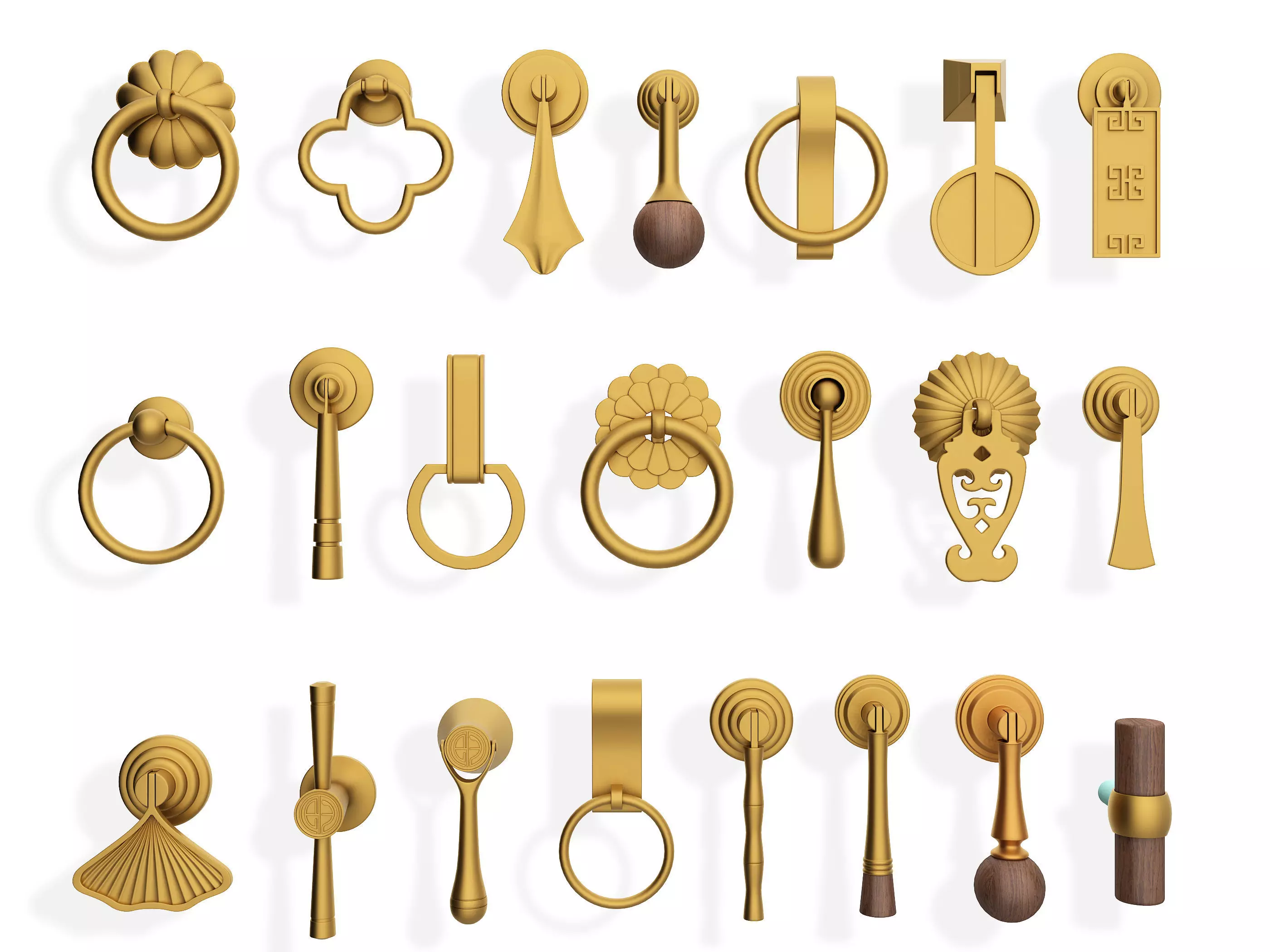 Chinese knocker Low-poly 3D model_0