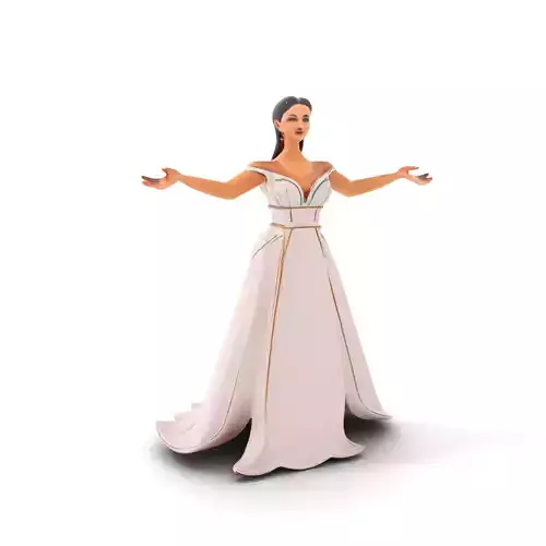 Elegant Evening Gown Character Model  Rigged and Animated Low-poly 3D model