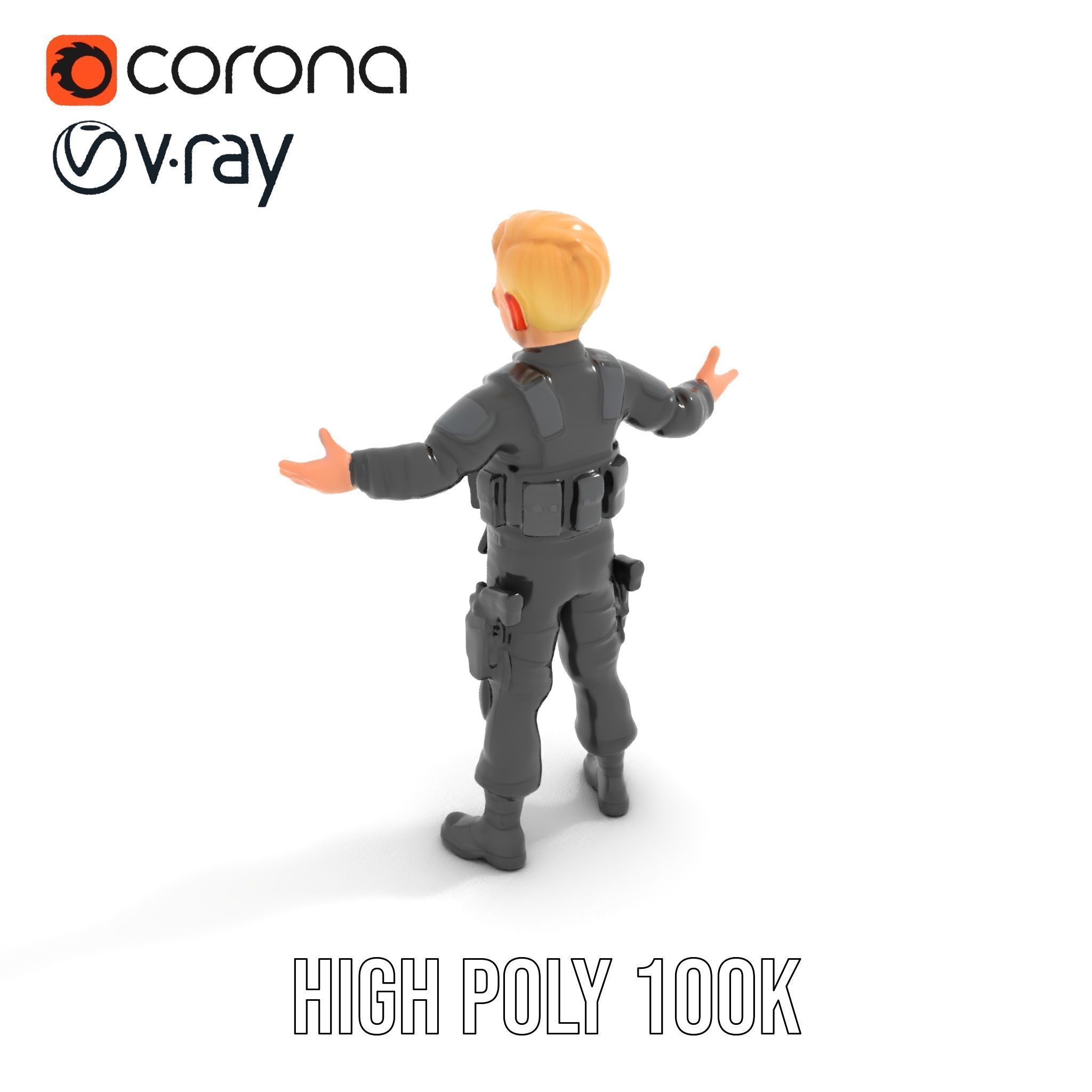 Animated Rigged Tactical Commando Kid Character D Model Low-poly 3D model_15