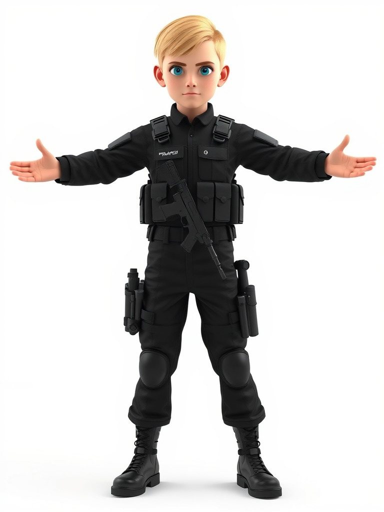 Animated Rigged Tactical Commando Kid Character D Model Low-poly 3D model_2