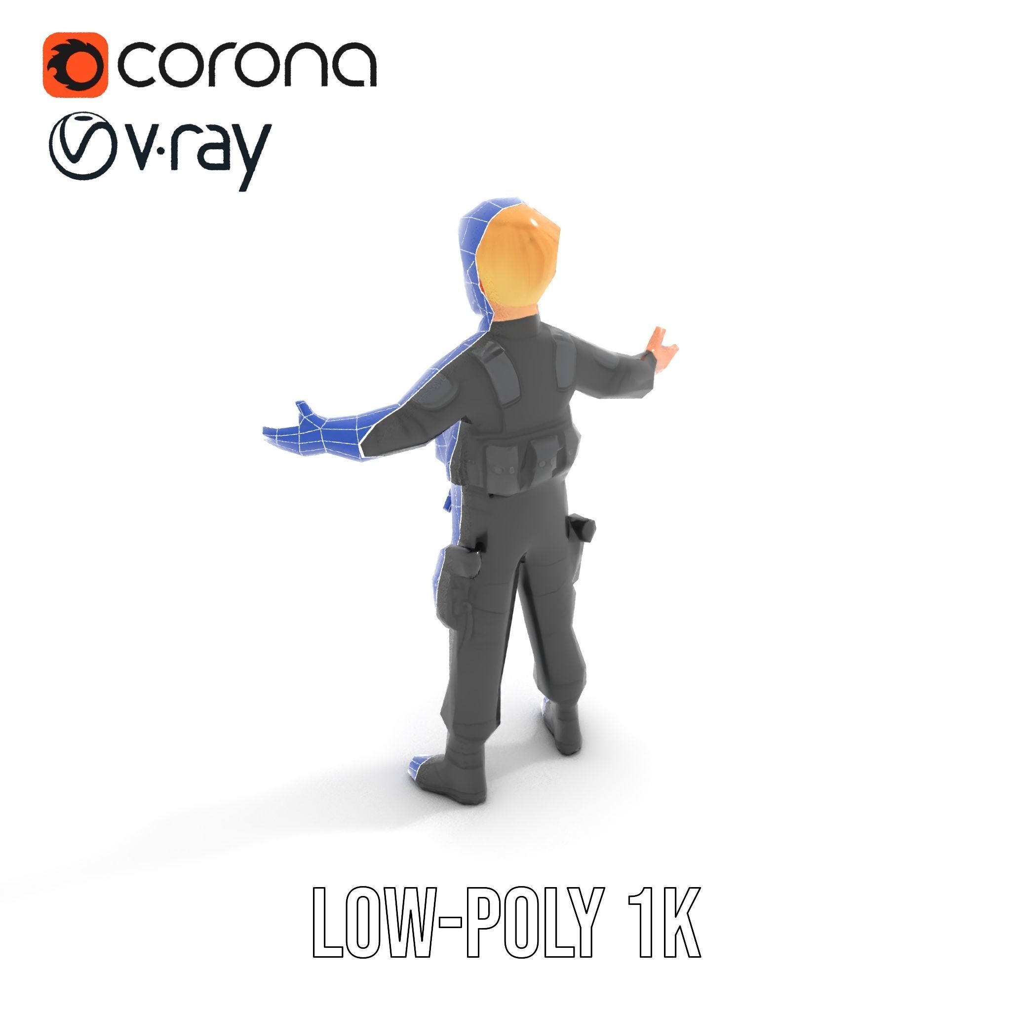 Animated Rigged Tactical Commando Kid Character D Model Low-poly 3D model_11