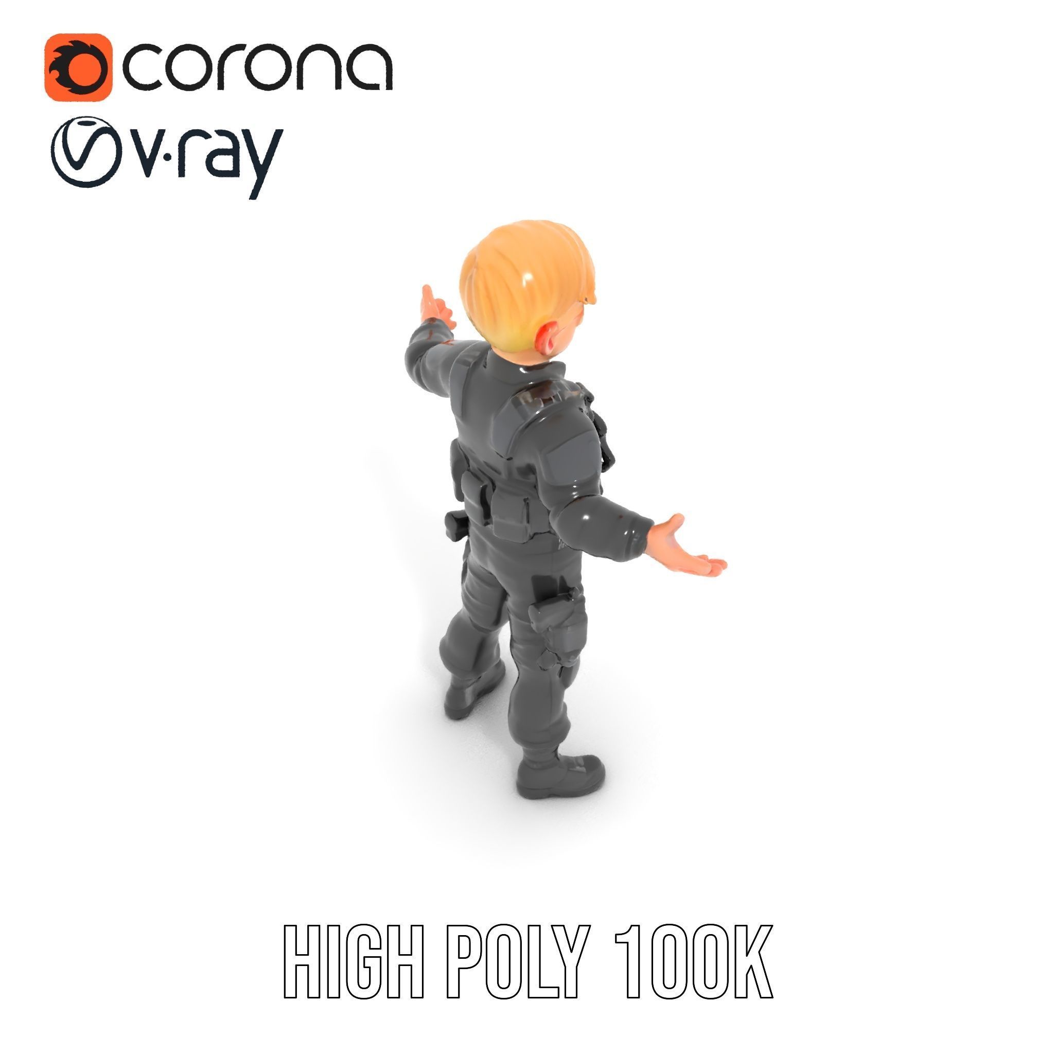 Animated Rigged Tactical Commando Kid Character D Model Low-poly 3D model_20