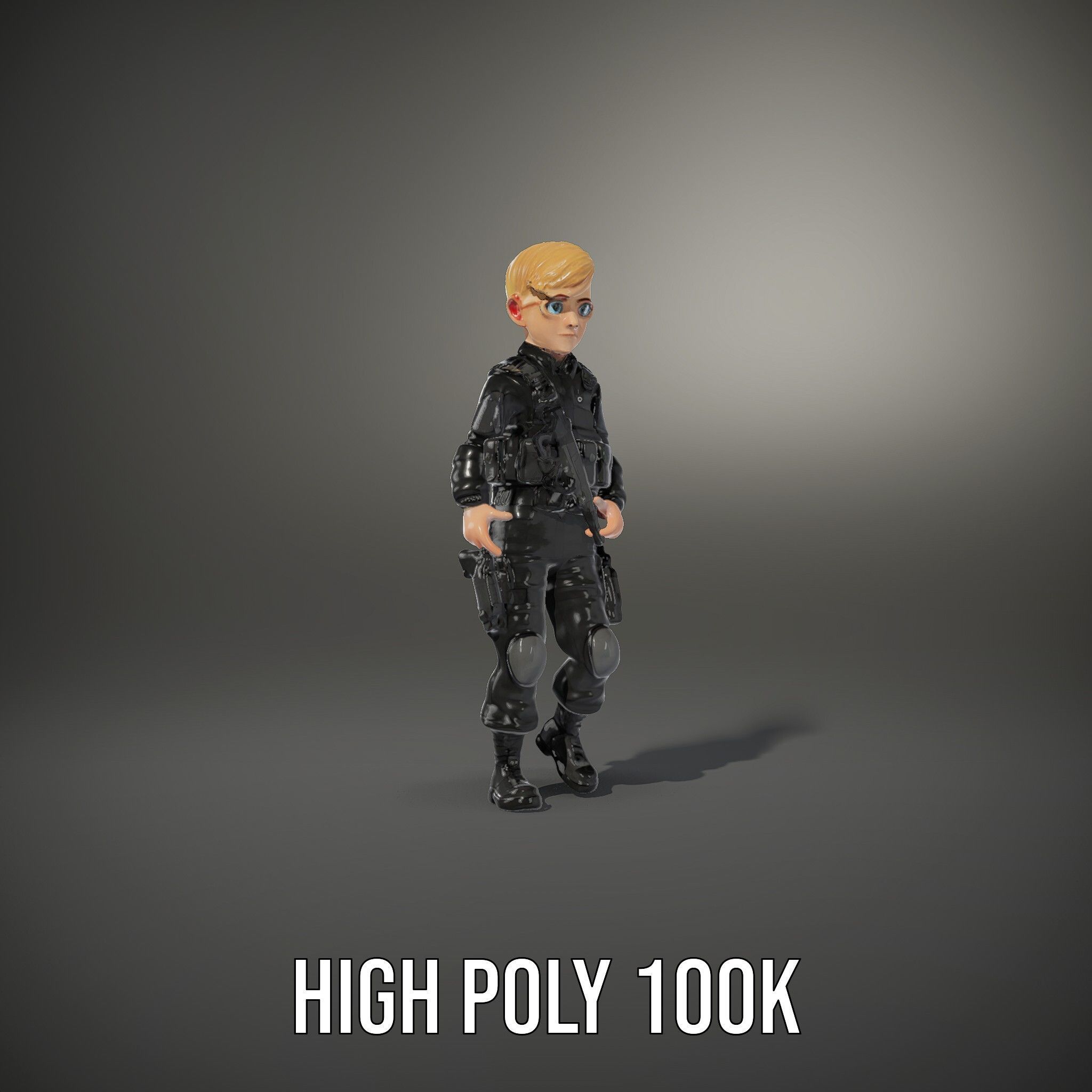Animated Rigged Tactical Commando Kid Character D Model Low-poly 3D model_12