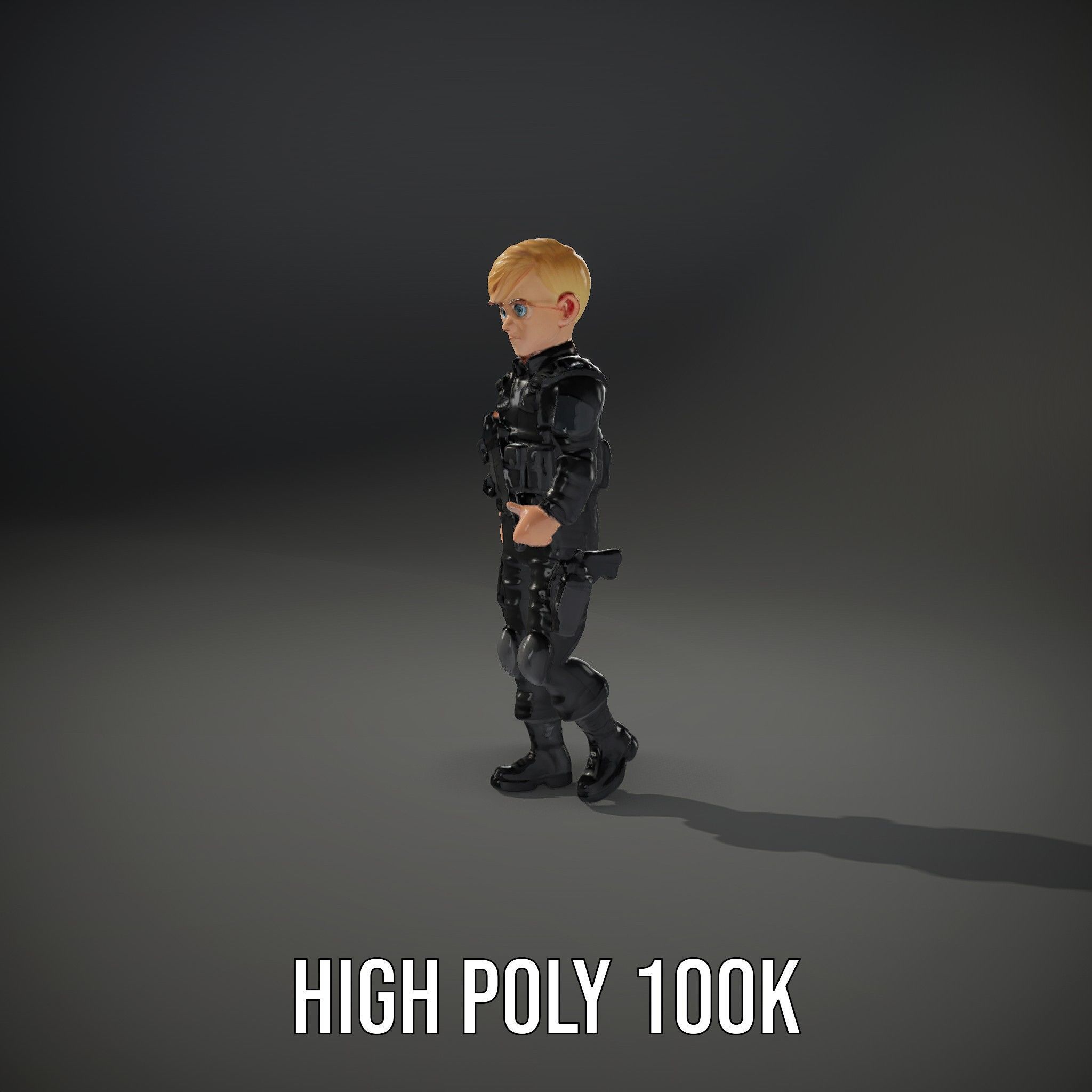 Animated Rigged Tactical Commando Kid Character D Model Low-poly 3D model_9