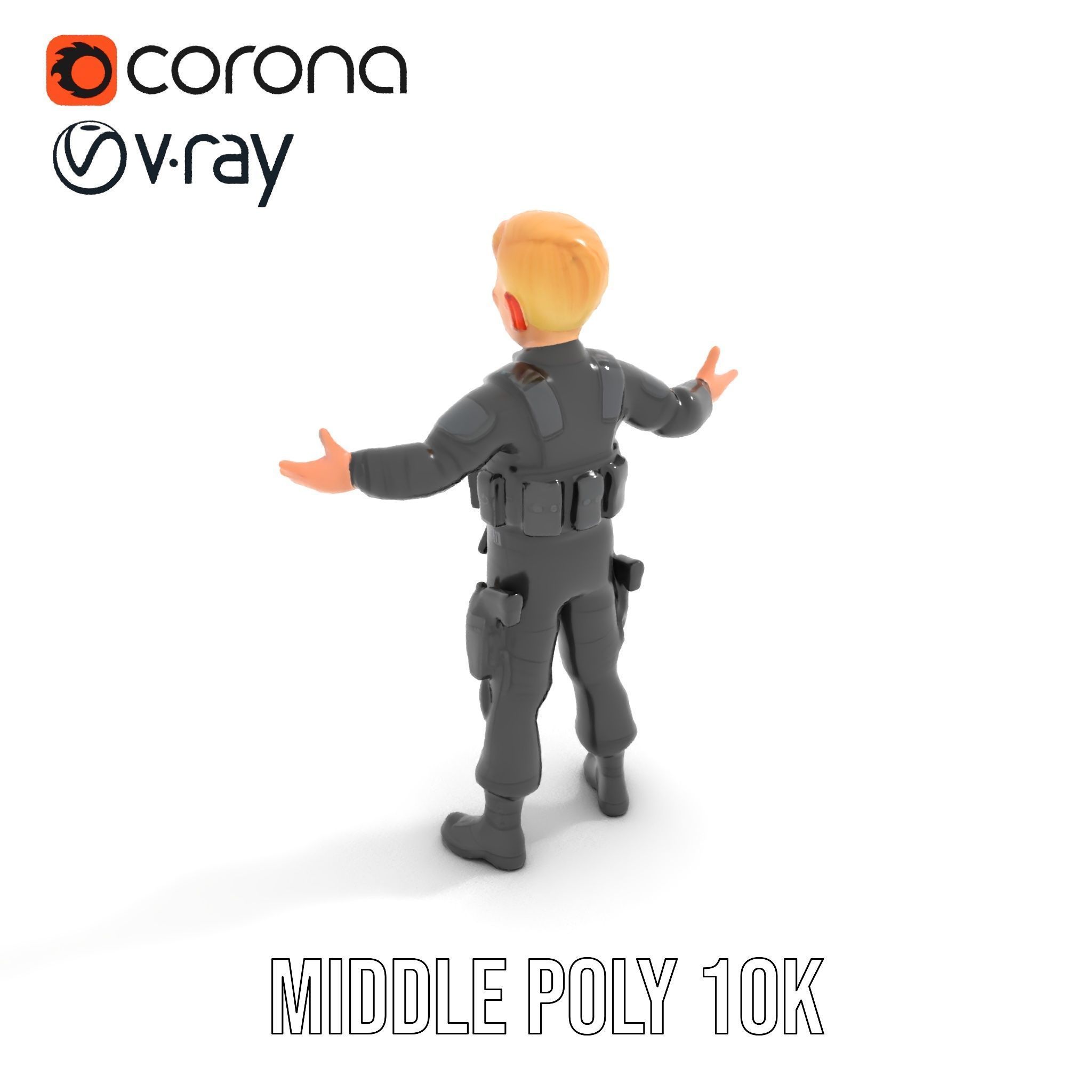Animated Rigged Tactical Commando Kid Character D Model Low-poly 3D model_18