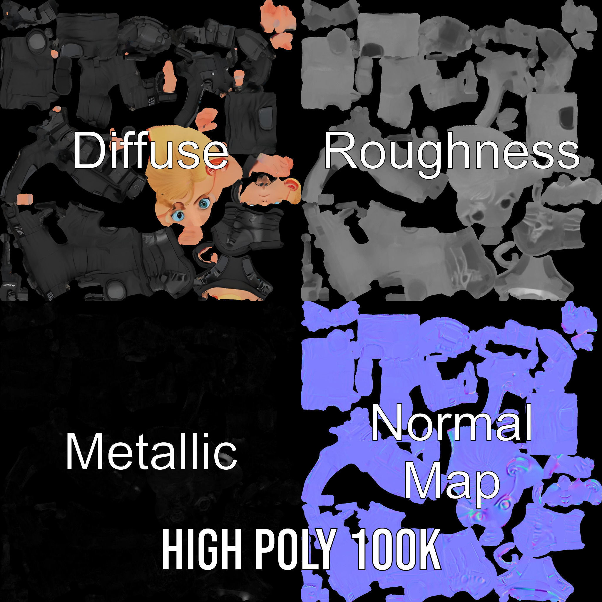 Animated Rigged Tactical Commando Kid Character D Model Low-poly 3D model_3