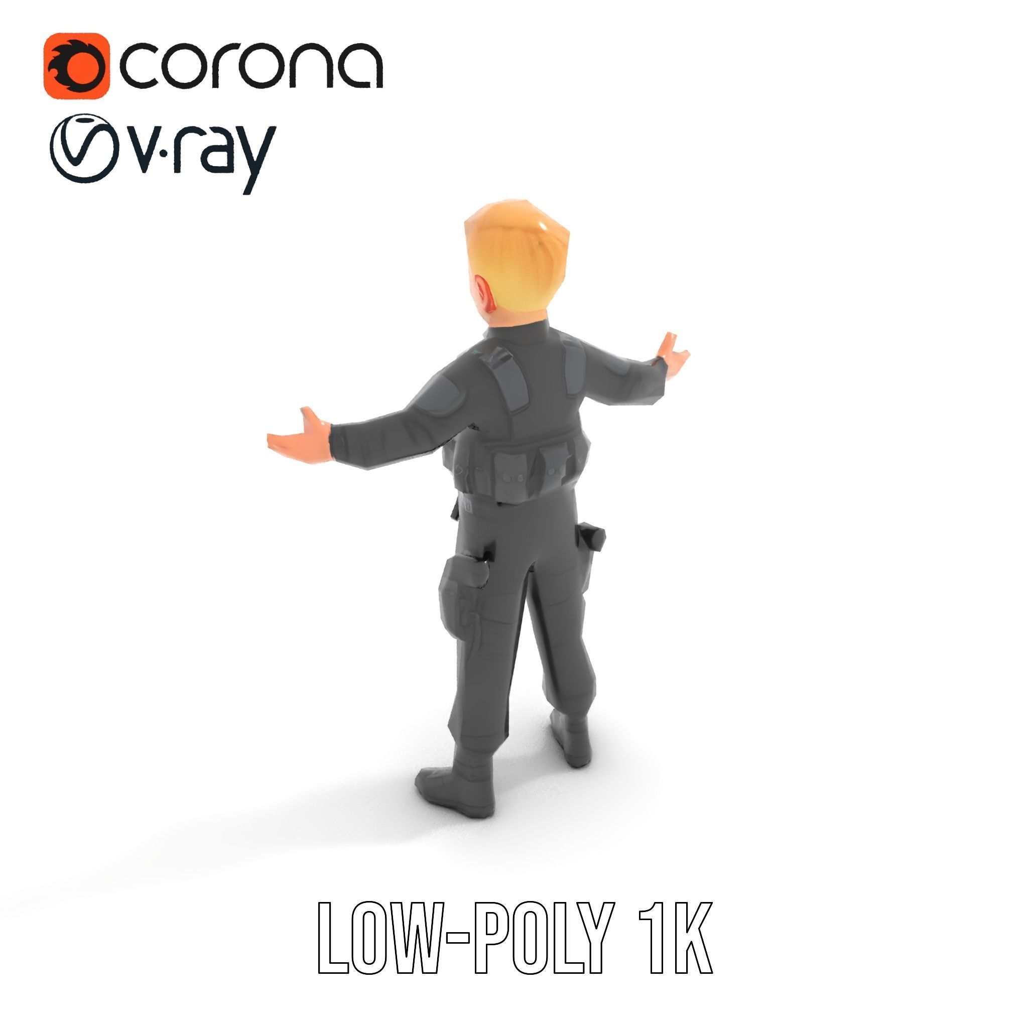 Animated Rigged Tactical Commando Kid Character D Model Low-poly 3D model_17