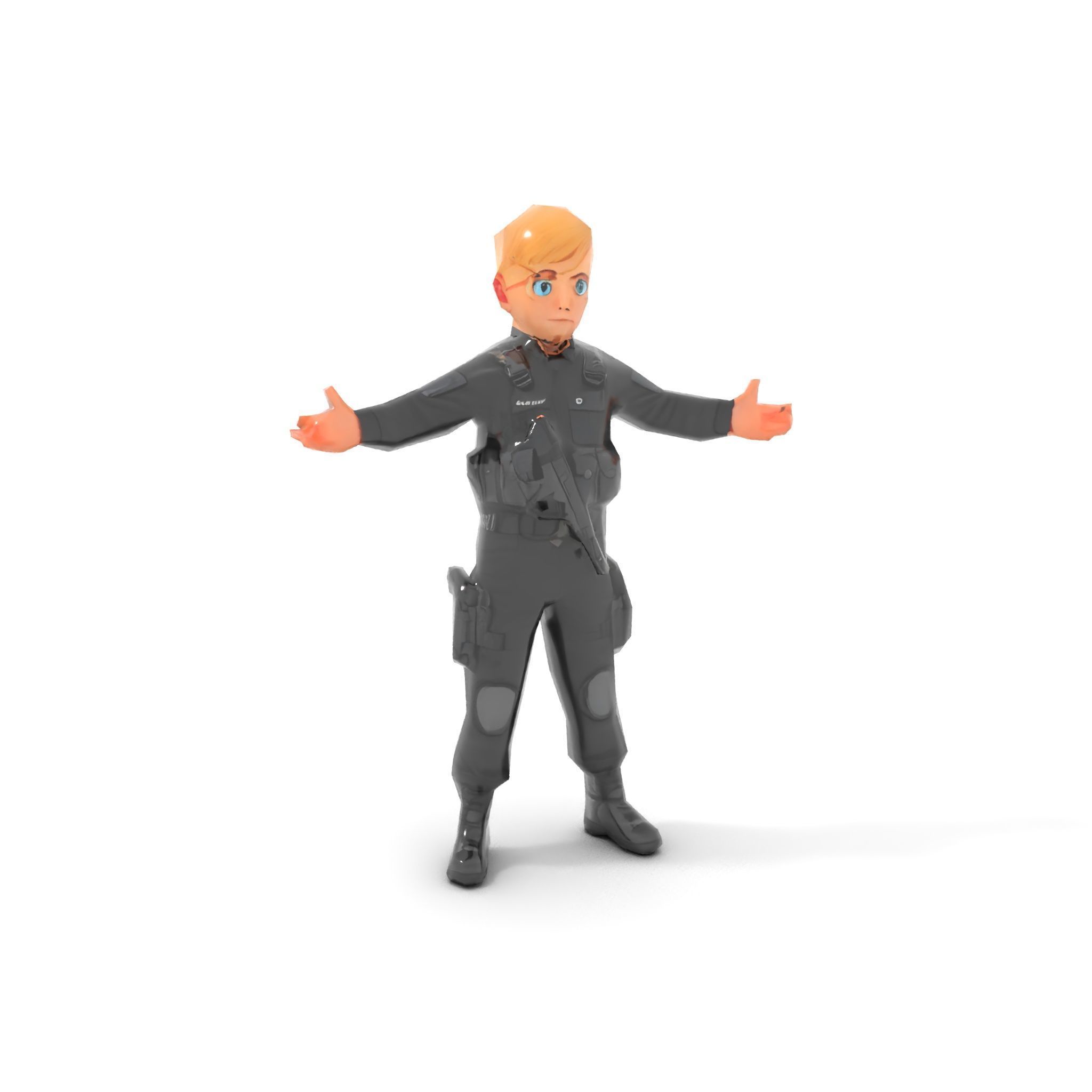 Animated Rigged Tactical Commando Kid Character D Model Low-poly 3D model_22