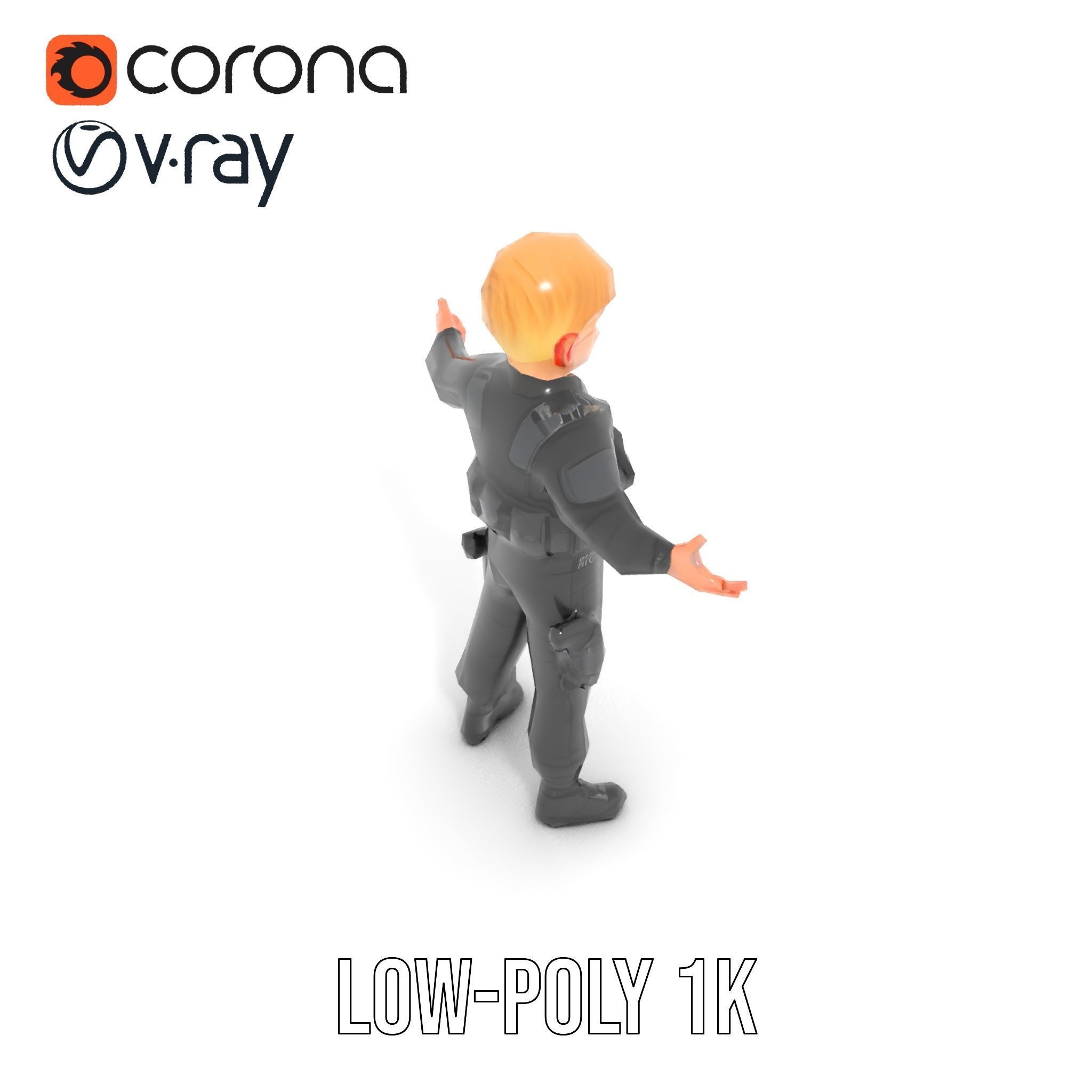 Animated Rigged Tactical Commando Kid Character D Model Low-poly 3D model_19