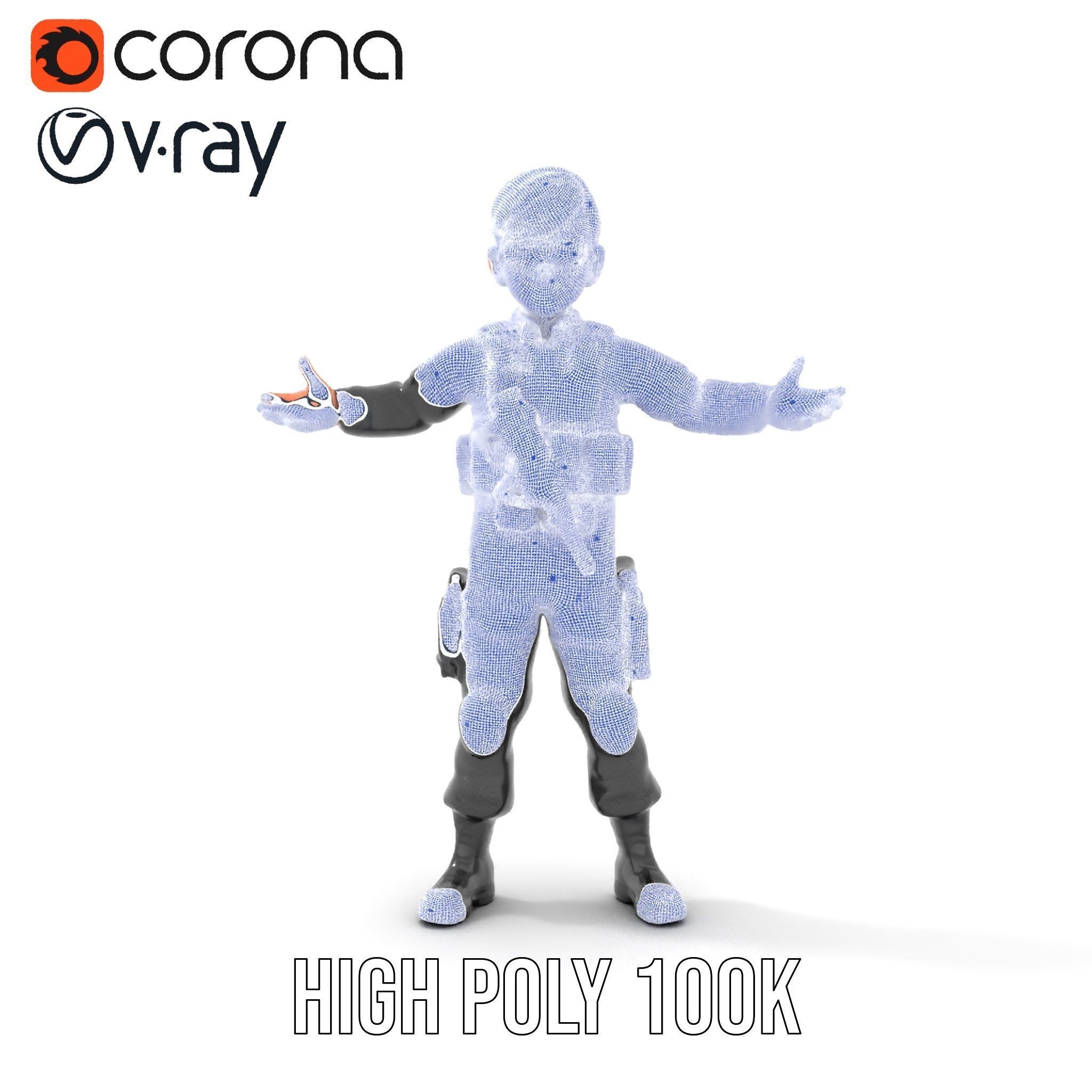 Animated Rigged Tactical Commando Kid Character D Model Low-poly 3D model_36