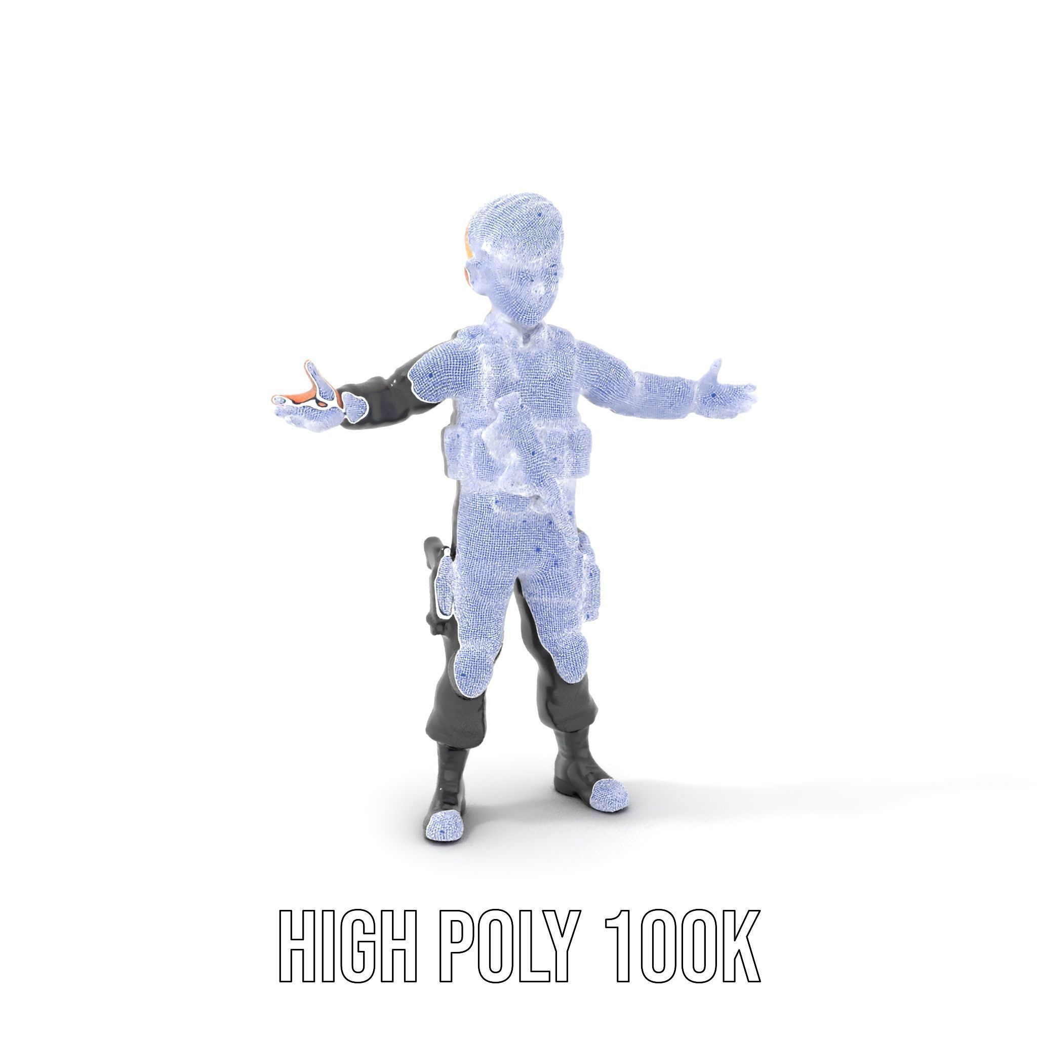 Animated Rigged Tactical Commando Kid Character D Model Low-poly 3D model_4