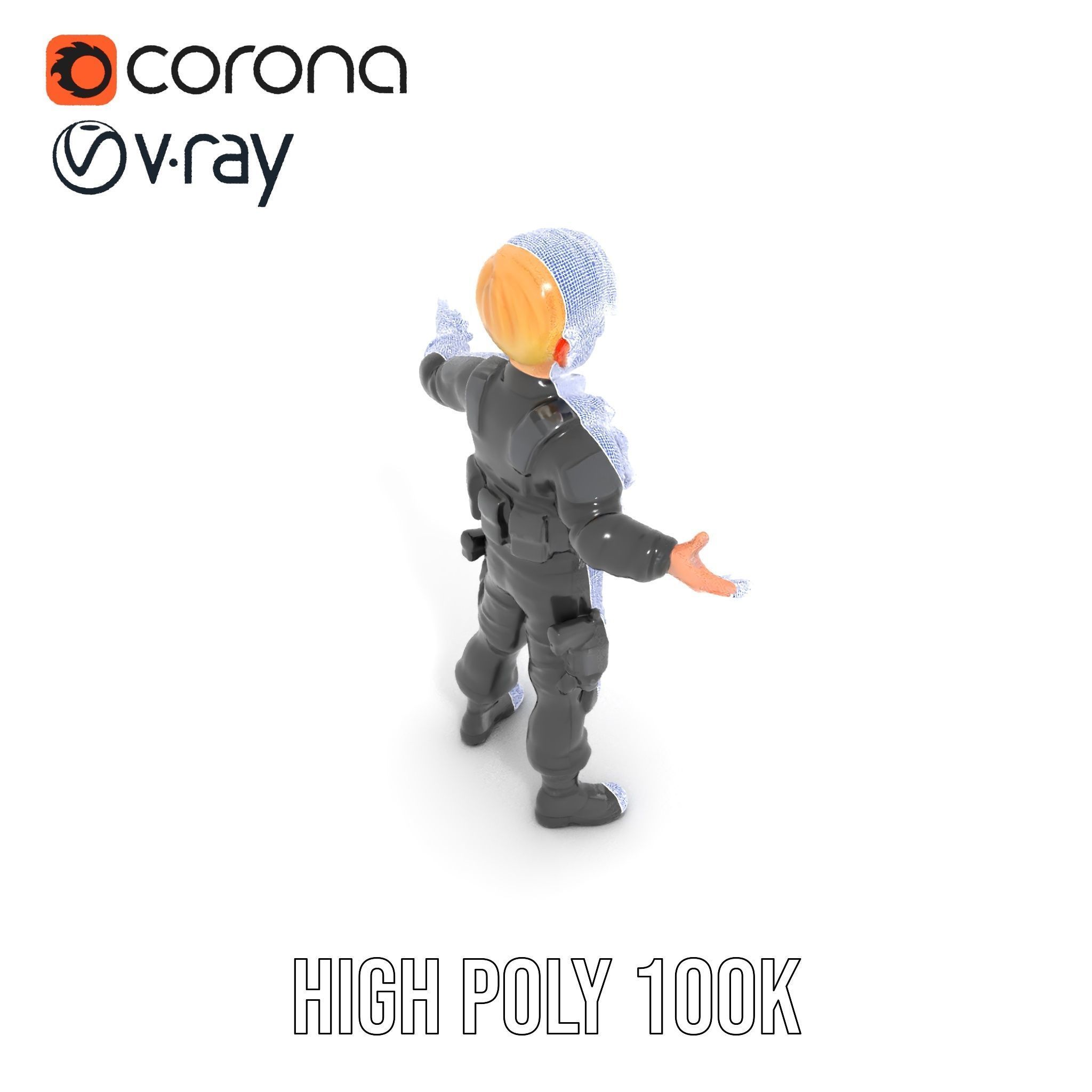 Animated Rigged Tactical Commando Kid Character D Model Low-poly 3D model_26