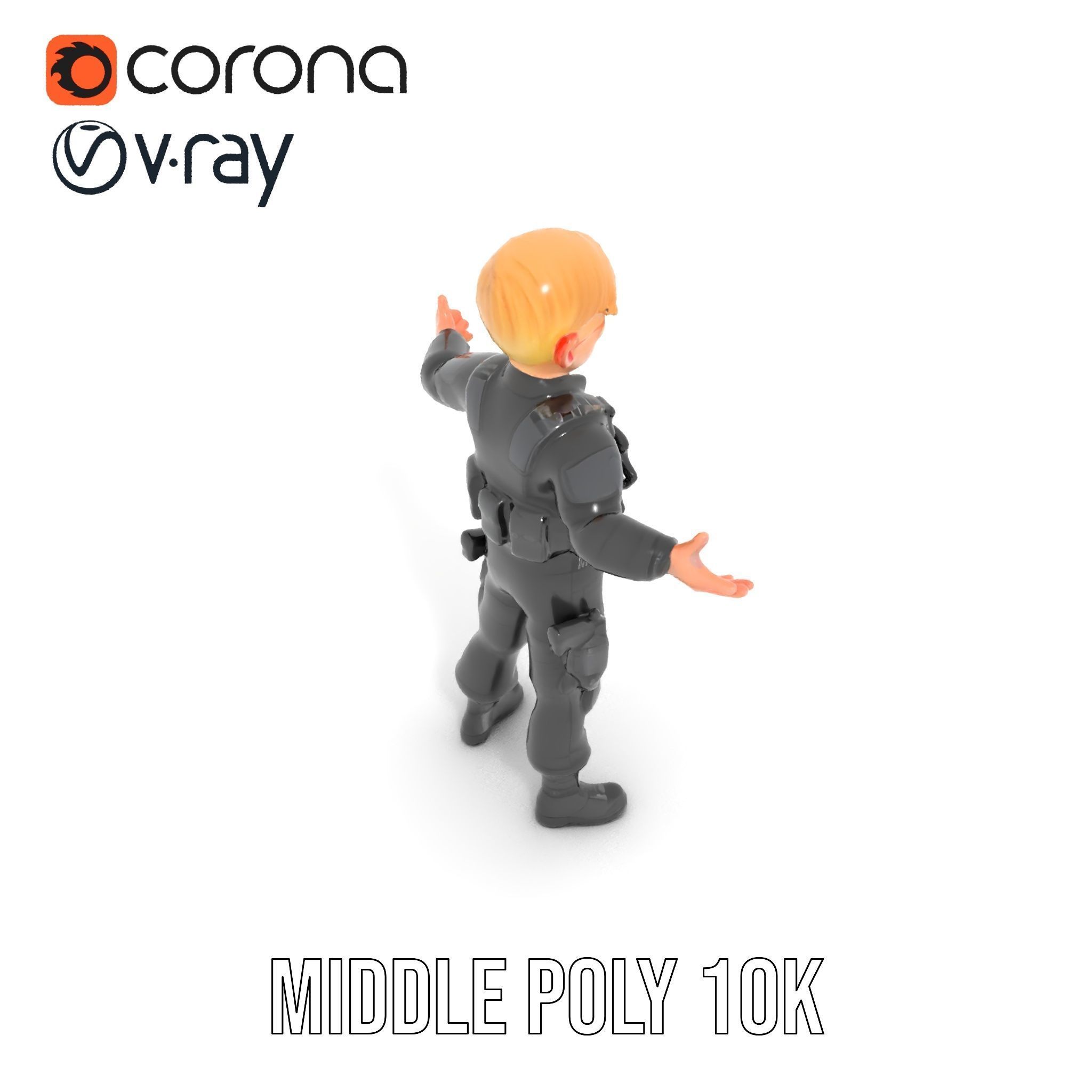 Animated Rigged Tactical Commando Kid Character D Model Low-poly 3D model_13