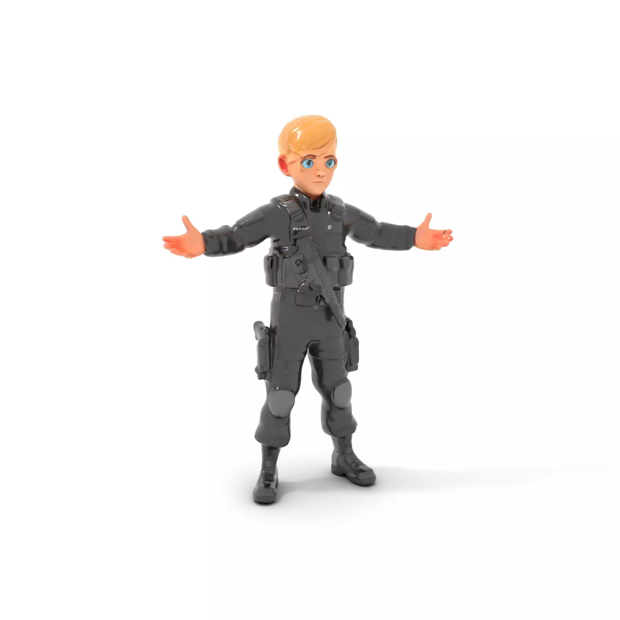Animated Rigged Tactical Commando Kid Character D Model Low-poly 3D model_0
