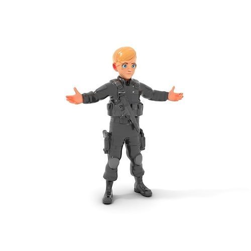 Animated Rigged Tactical Commando Kid Character D Model Low-poly 3D model