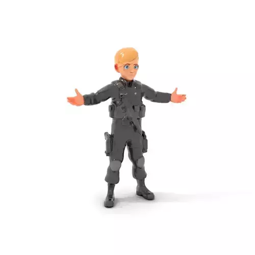 Animated Rigged Tactical Commando Kid Character D Model