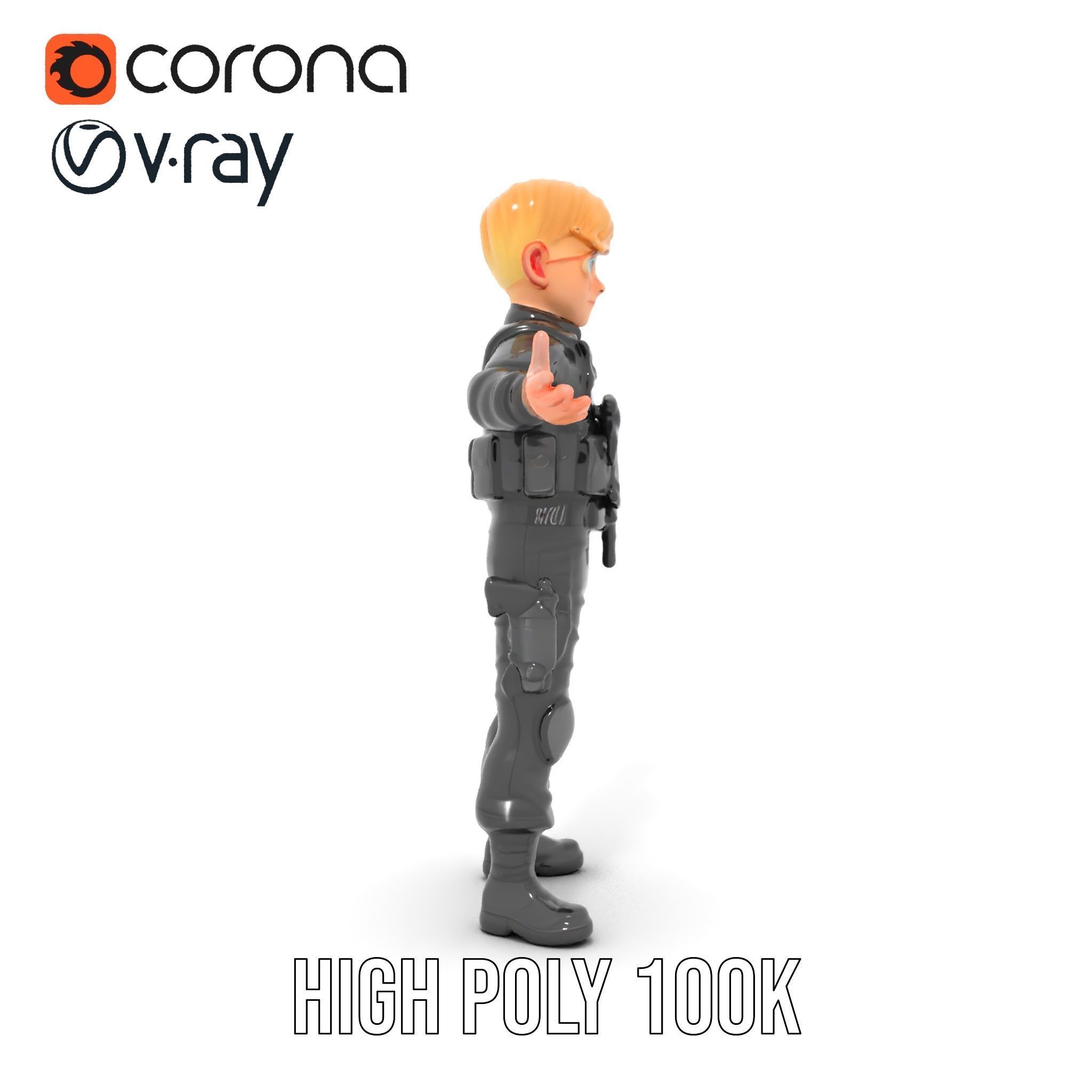 Animated Rigged Tactical Commando Kid Character D Model Low-poly 3D model_23