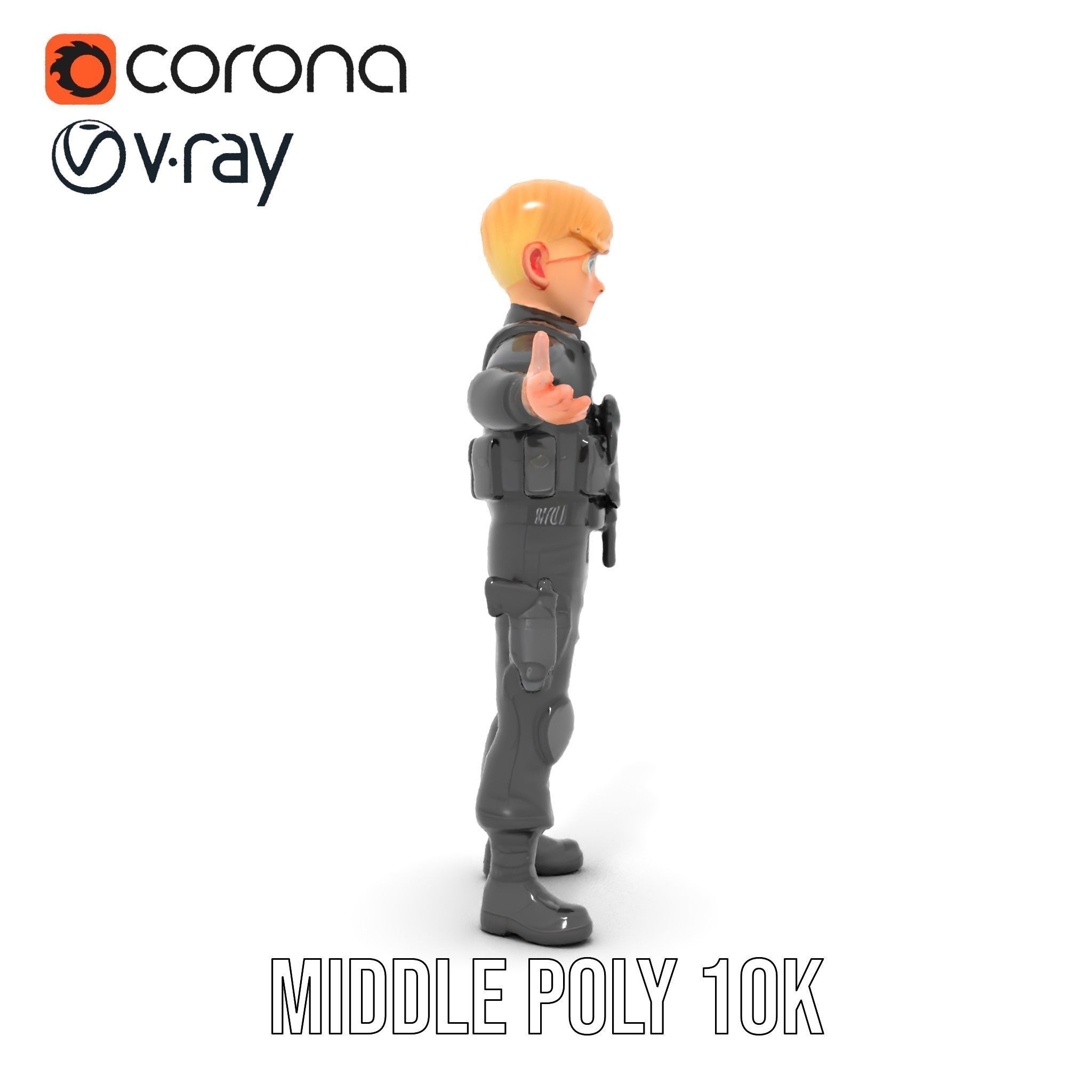 Animated Rigged Tactical Commando Kid Character D Model Low-poly 3D model_10