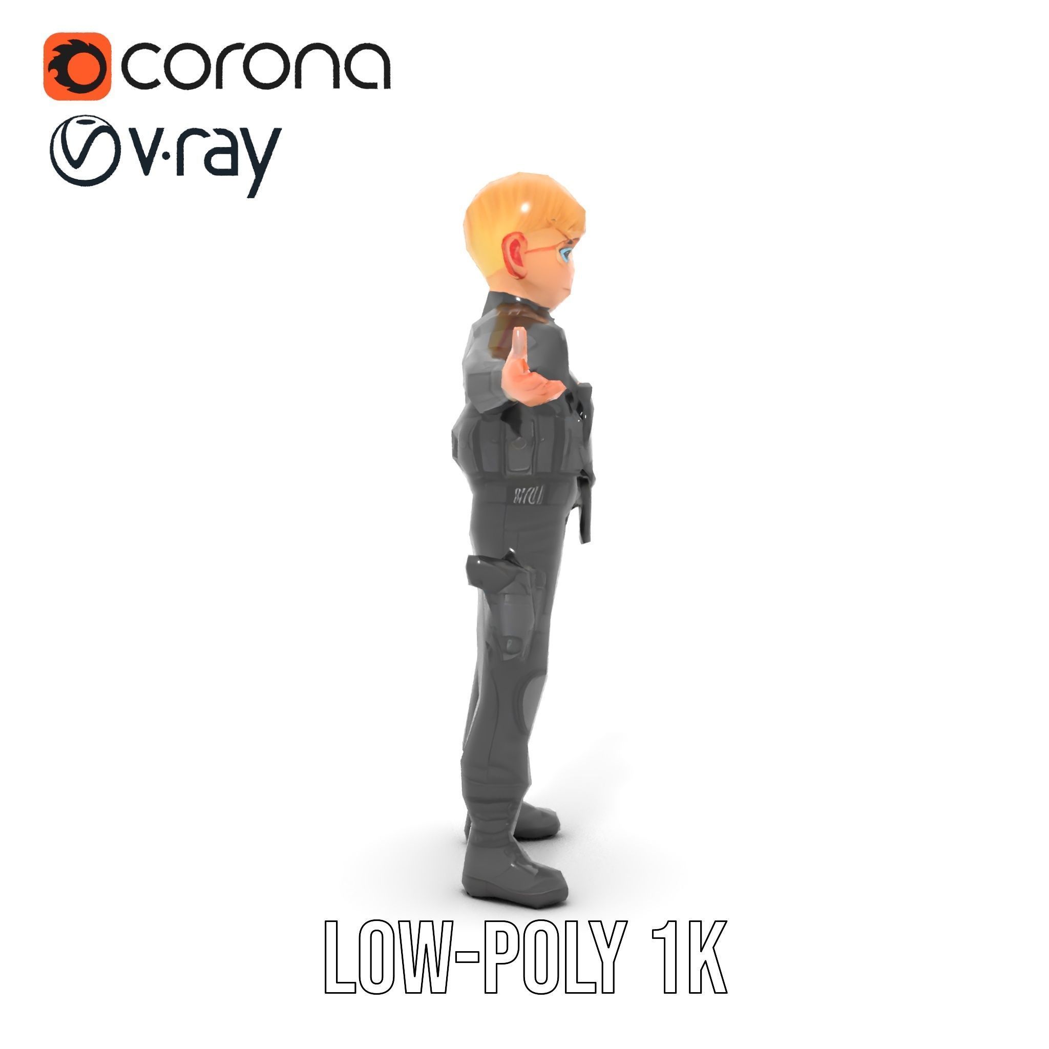 Animated Rigged Tactical Commando Kid Character D Model Low-poly 3D model_8