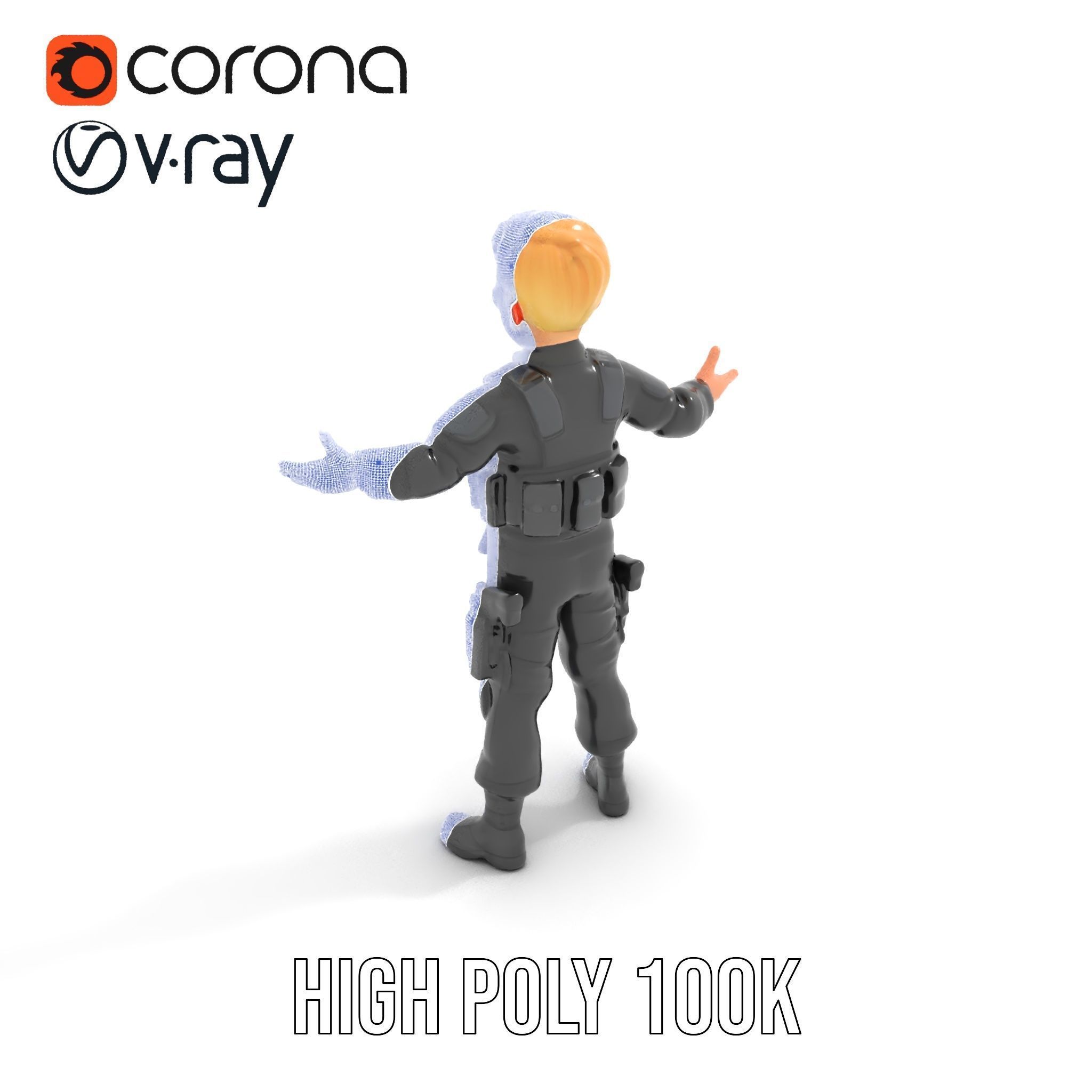 Animated Rigged Tactical Commando Kid Character D Model Low-poly 3D model_35