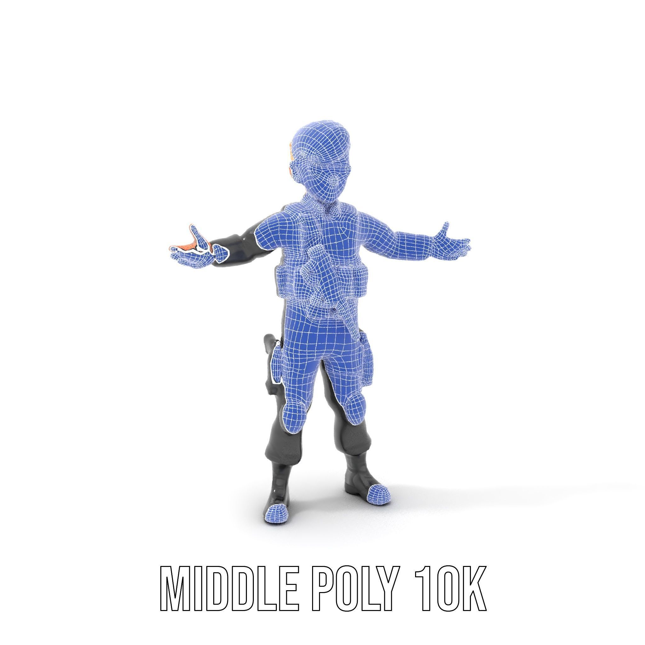 Animated Rigged Tactical Commando Kid Character D Model Low-poly 3D model_21