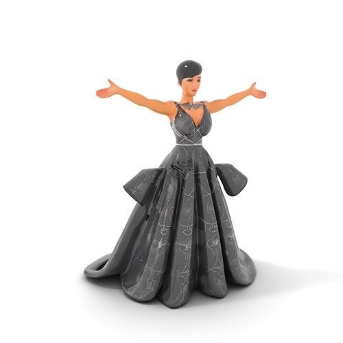 Elegant Evening Gown Character  Rigged and Animated Low-poly 3D model
