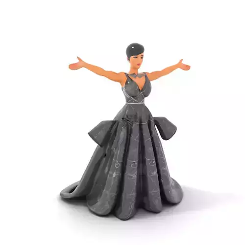Elegant Evening Gown Character  Rigged and Animated Low-poly 3D model