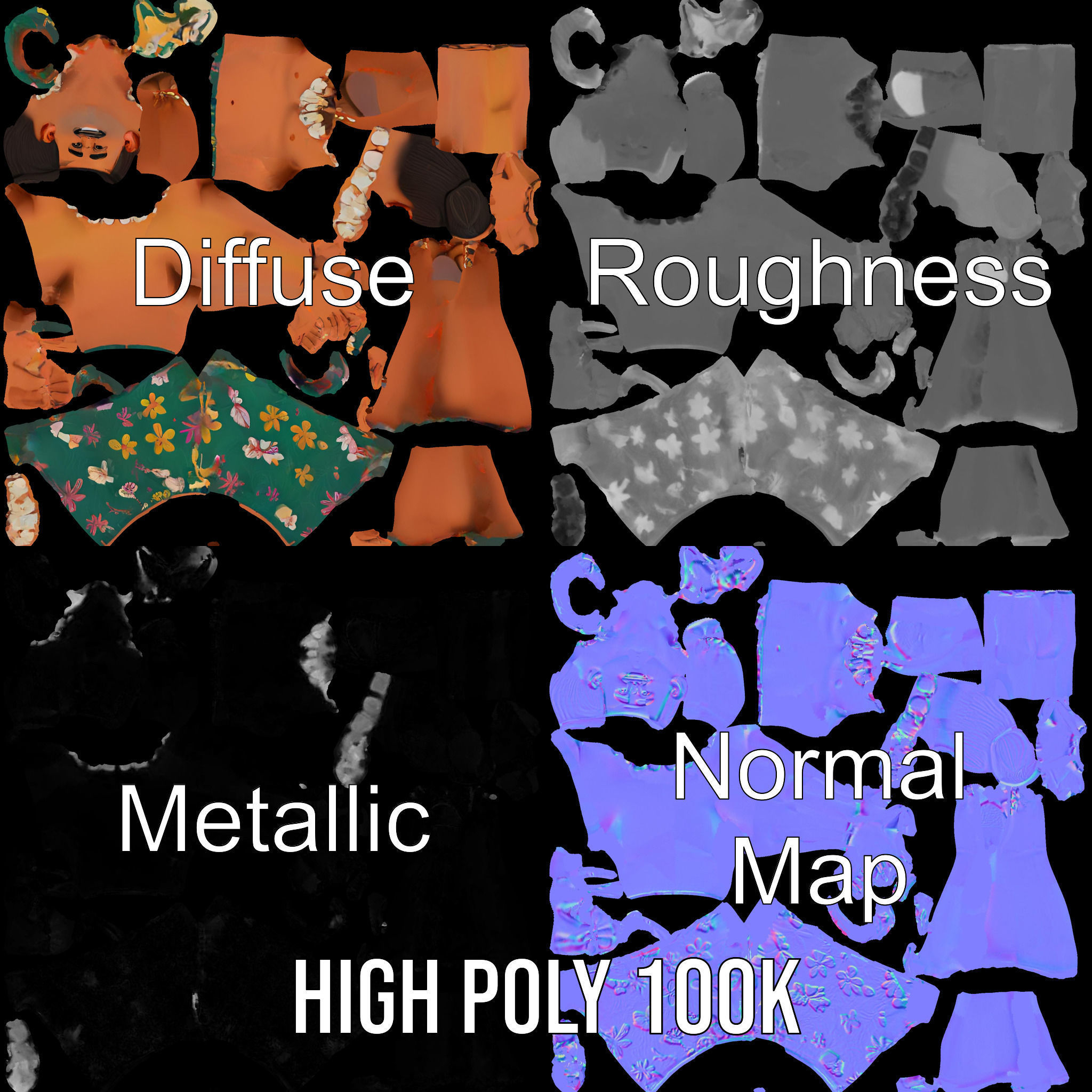 Tropical Islander Character Model Rigged and Animated Low-poly 3D model_3