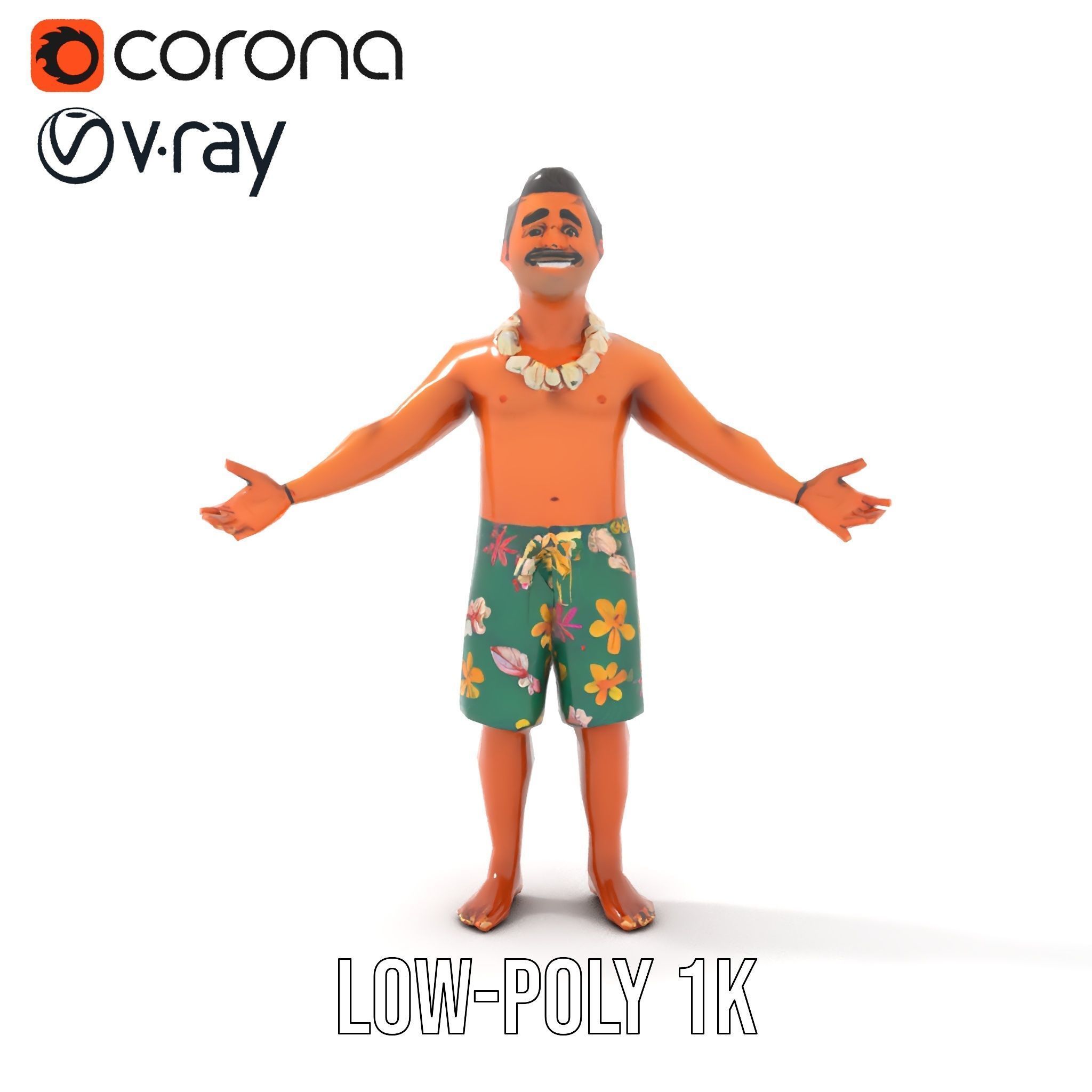 Tropical Islander Character Model Rigged and Animated Low-poly 3D model_30