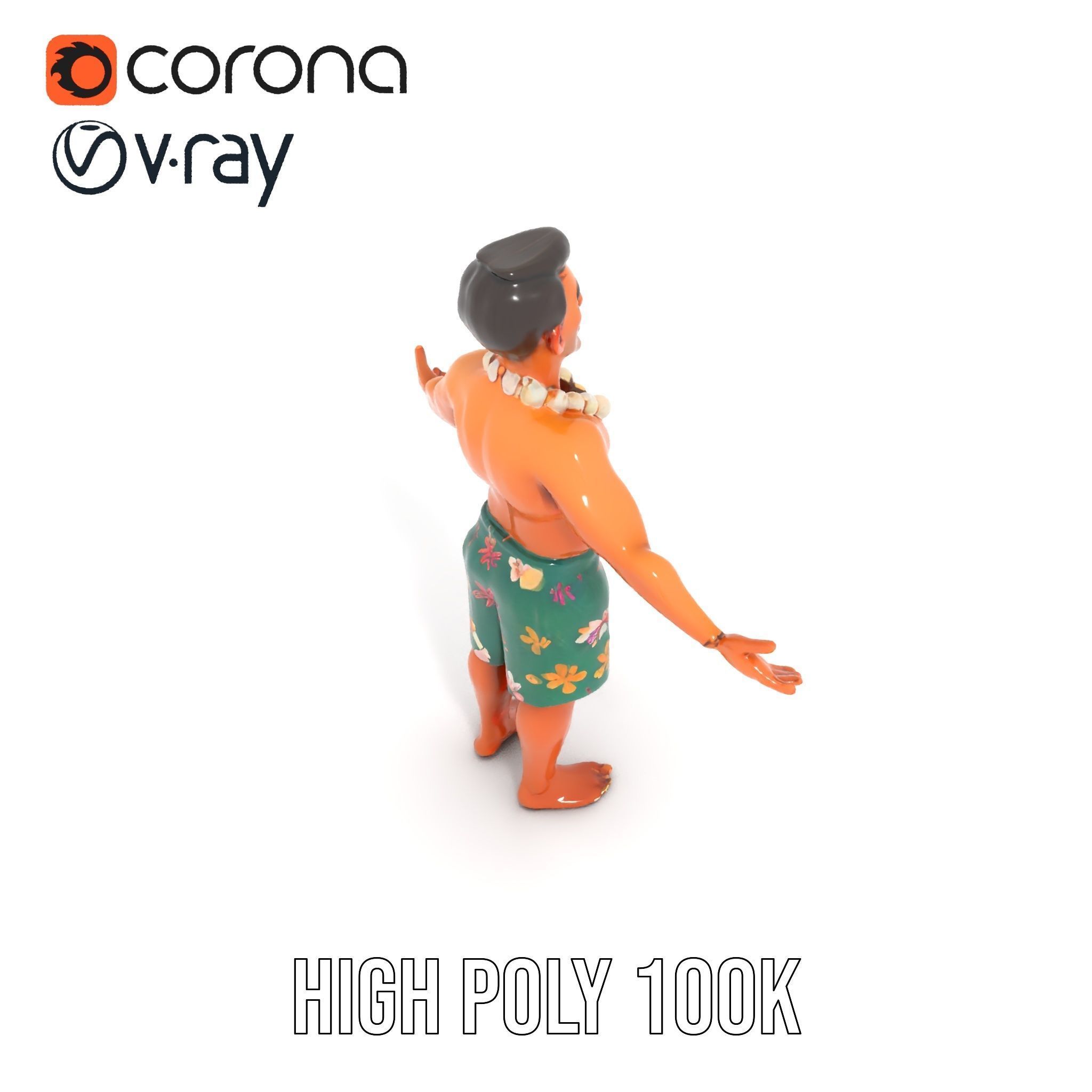 Tropical Islander Character Model Rigged and Animated Low-poly 3D model_20