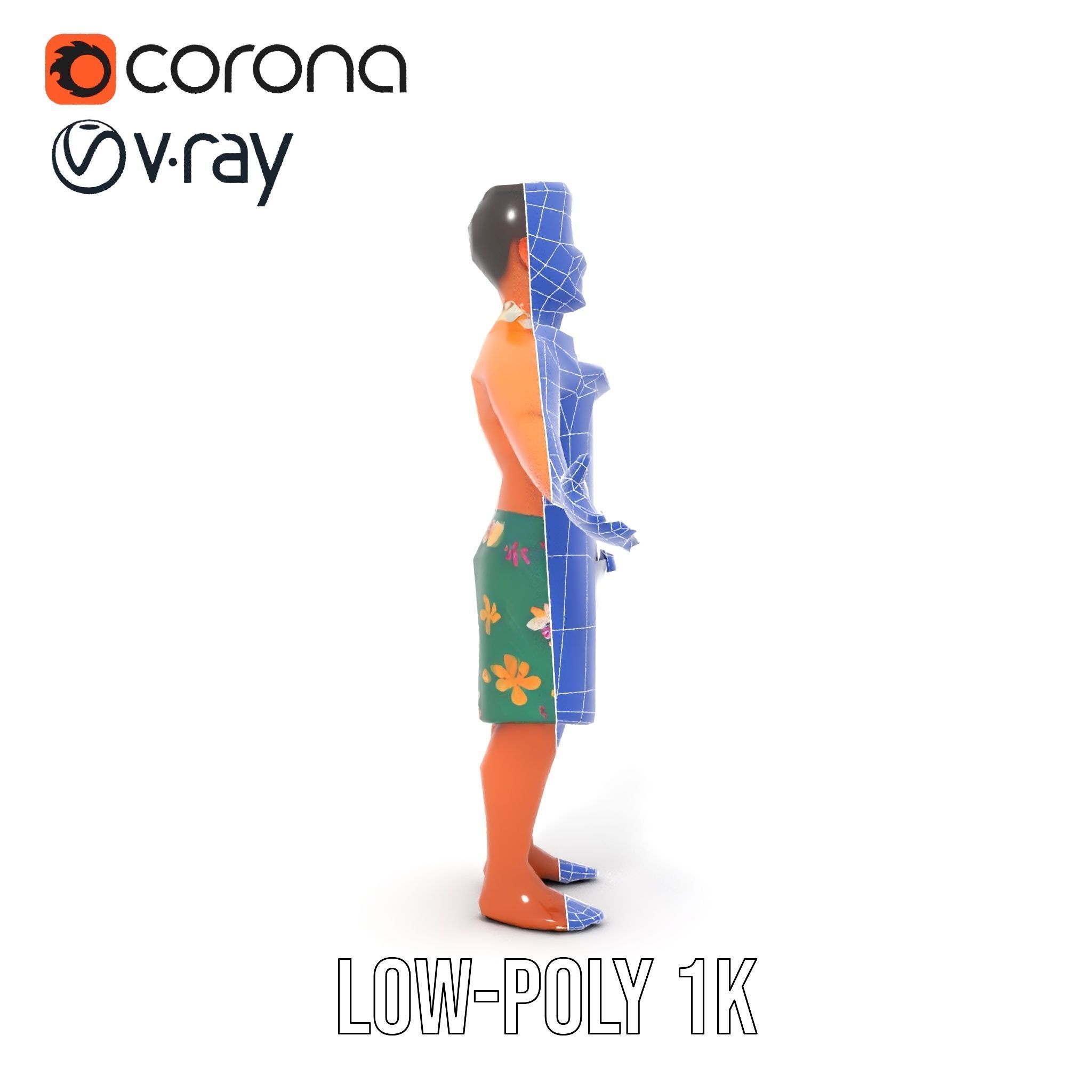 Tropical Islander Character Model Rigged and Animated Low-poly 3D model_25