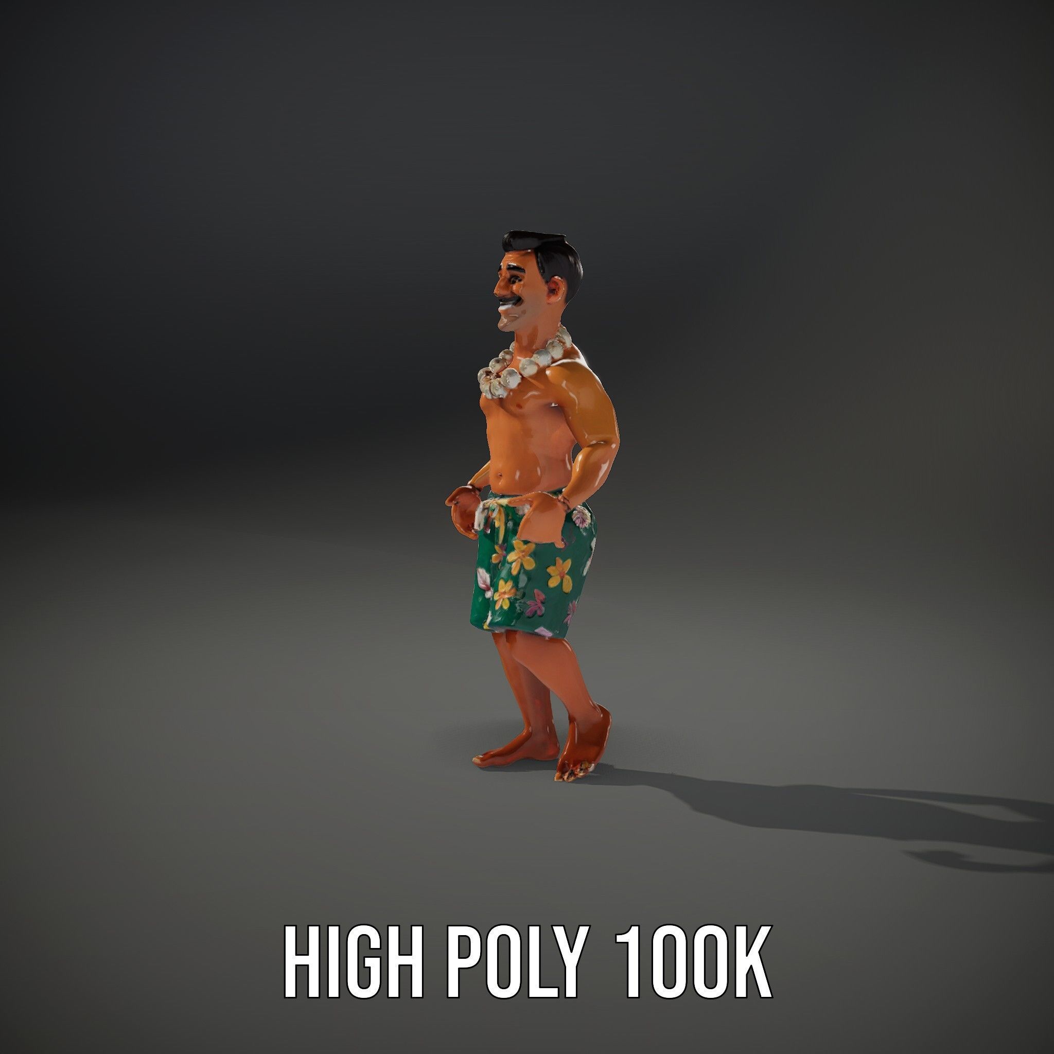 Tropical Islander Character Model Rigged and Animated Low-poly 3D model_14