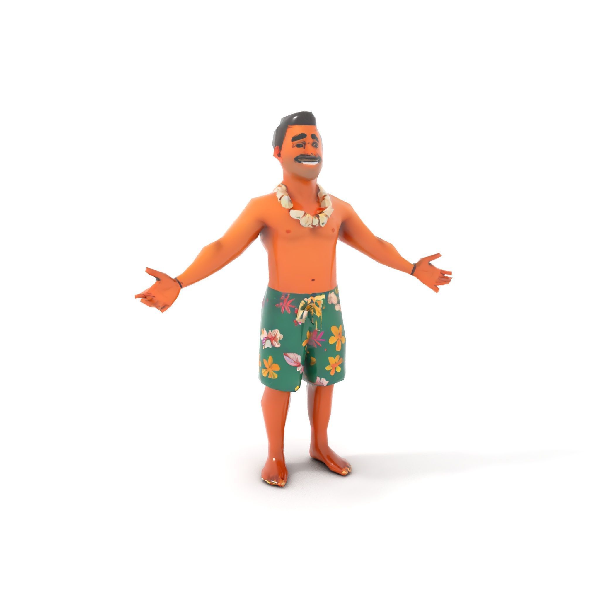 Tropical Islander Character Model Rigged and Animated Low-poly 3D model_22
