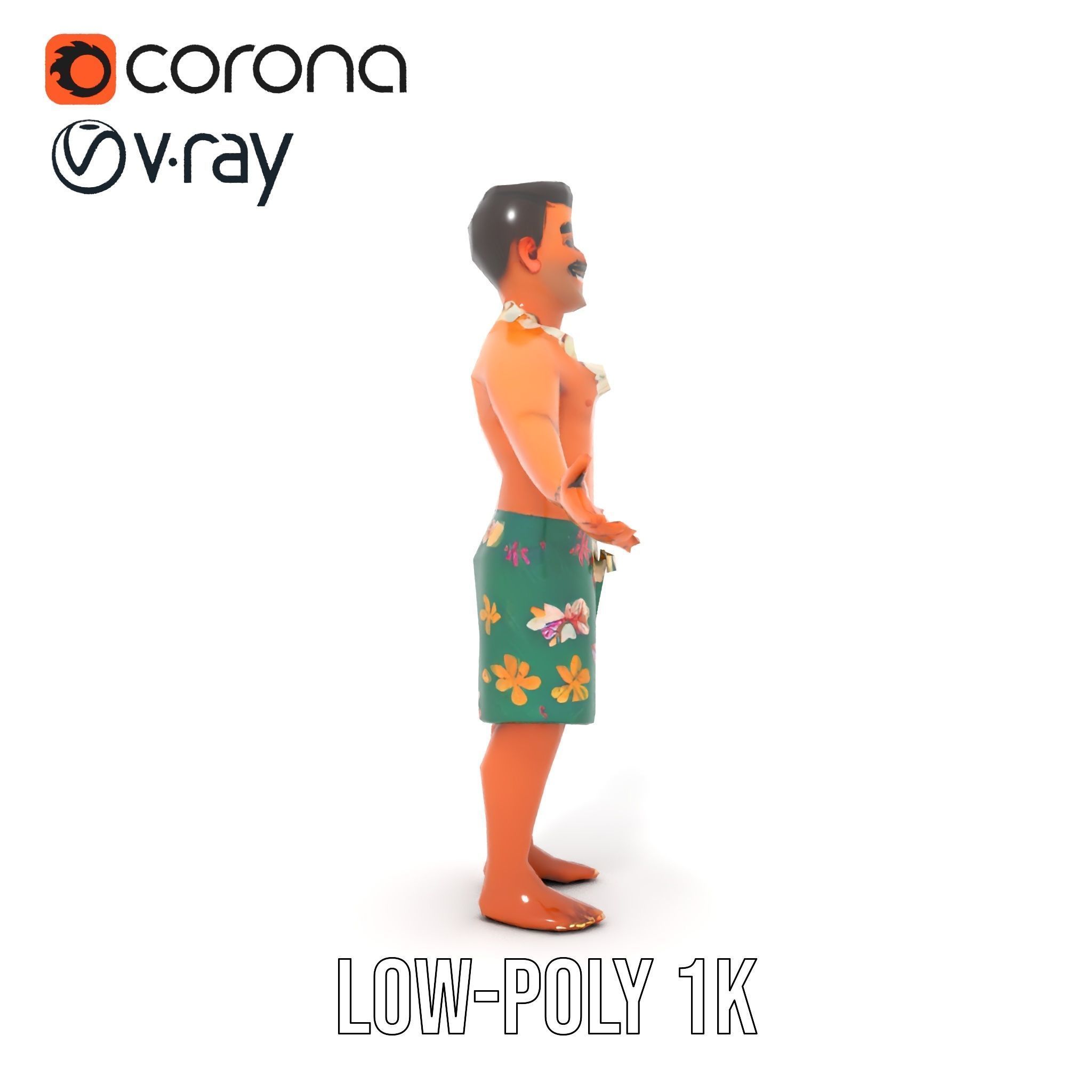 Tropical Islander Character Model Rigged and Animated Low-poly 3D model_7