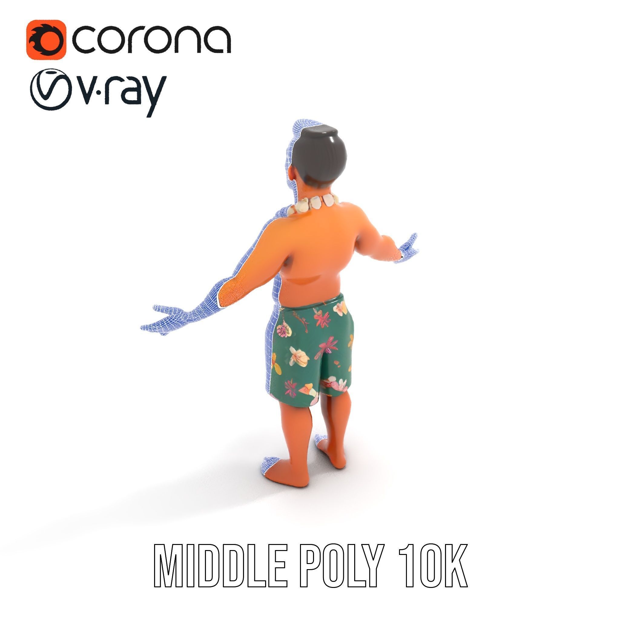Tropical Islander Character Model Rigged and Animated Low-poly 3D model_15
