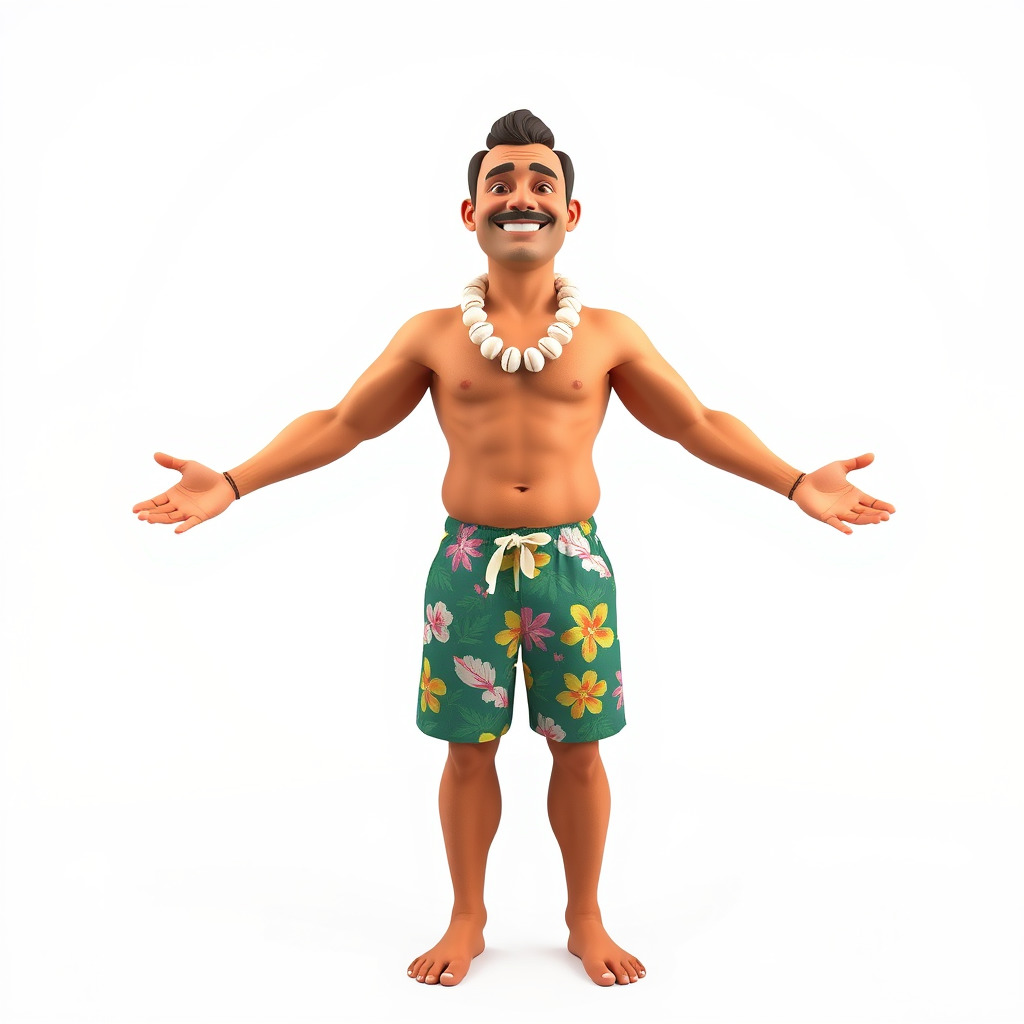 Tropical Islander Character Model Rigged and Animated Low-poly 3D model_2