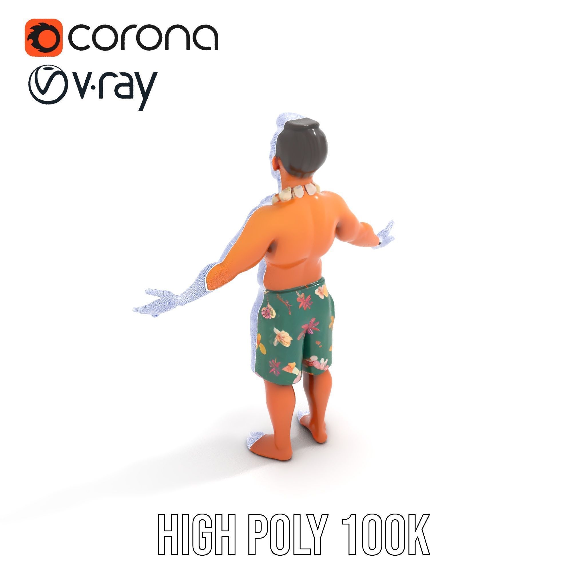 Tropical Islander Character Model Rigged and Animated Low-poly 3D model_33