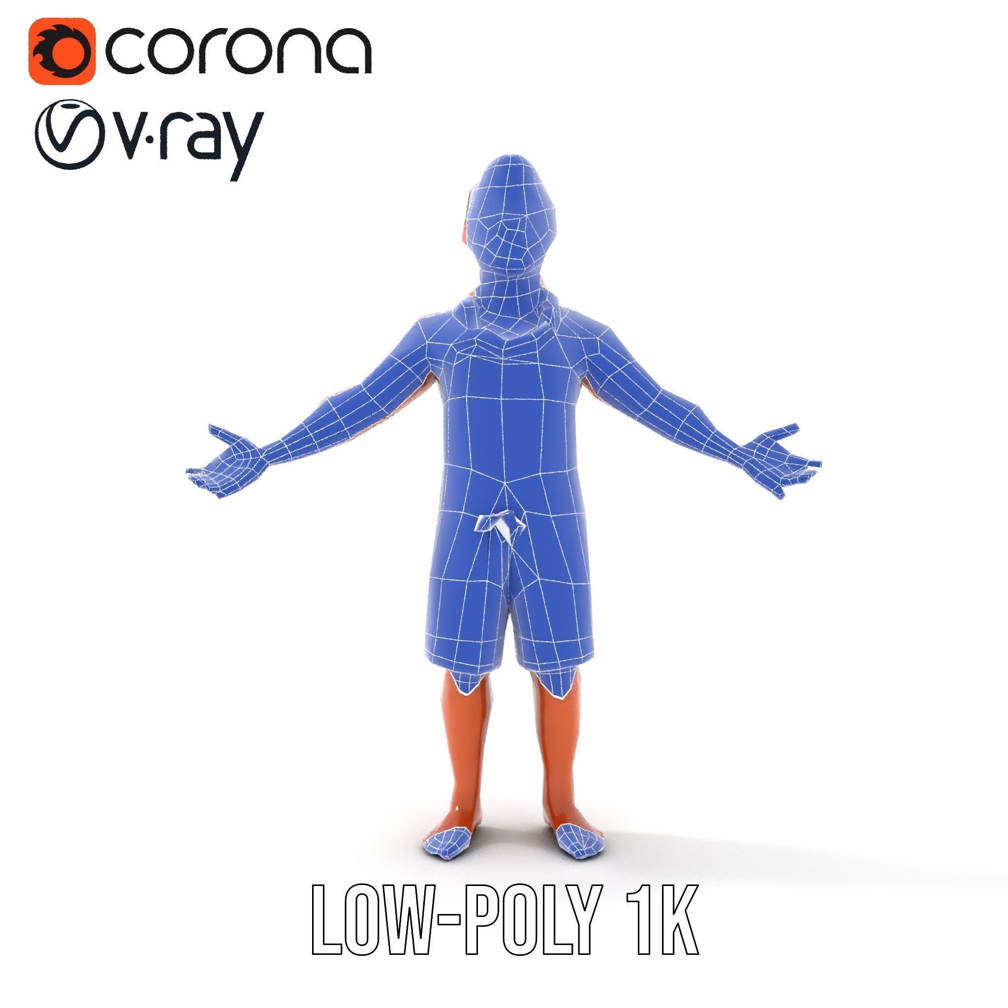 Tropical Islander Character Model Rigged and Animated Low-poly 3D model_13