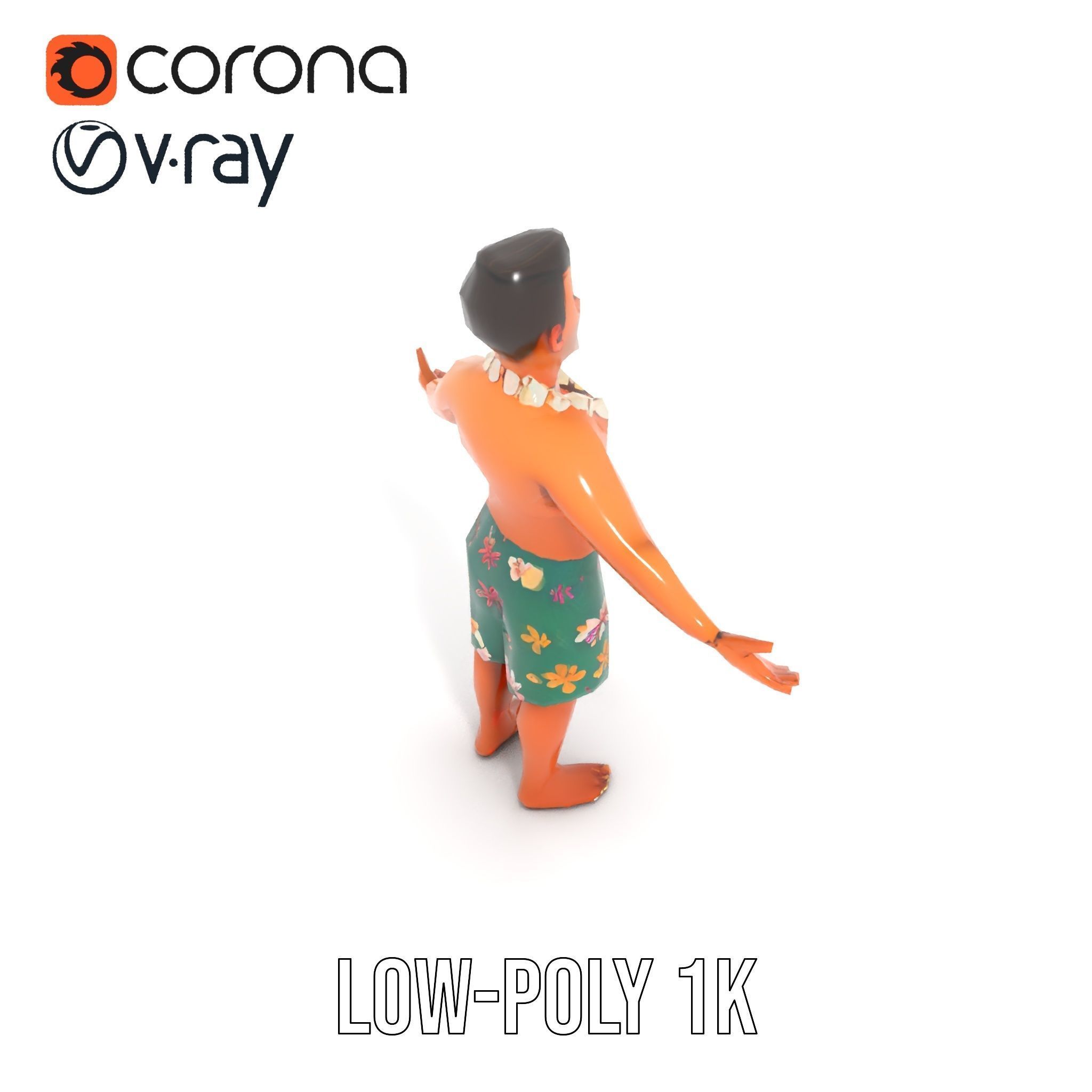 Tropical Islander Character Model Rigged and Animated Low-poly 3D model_8