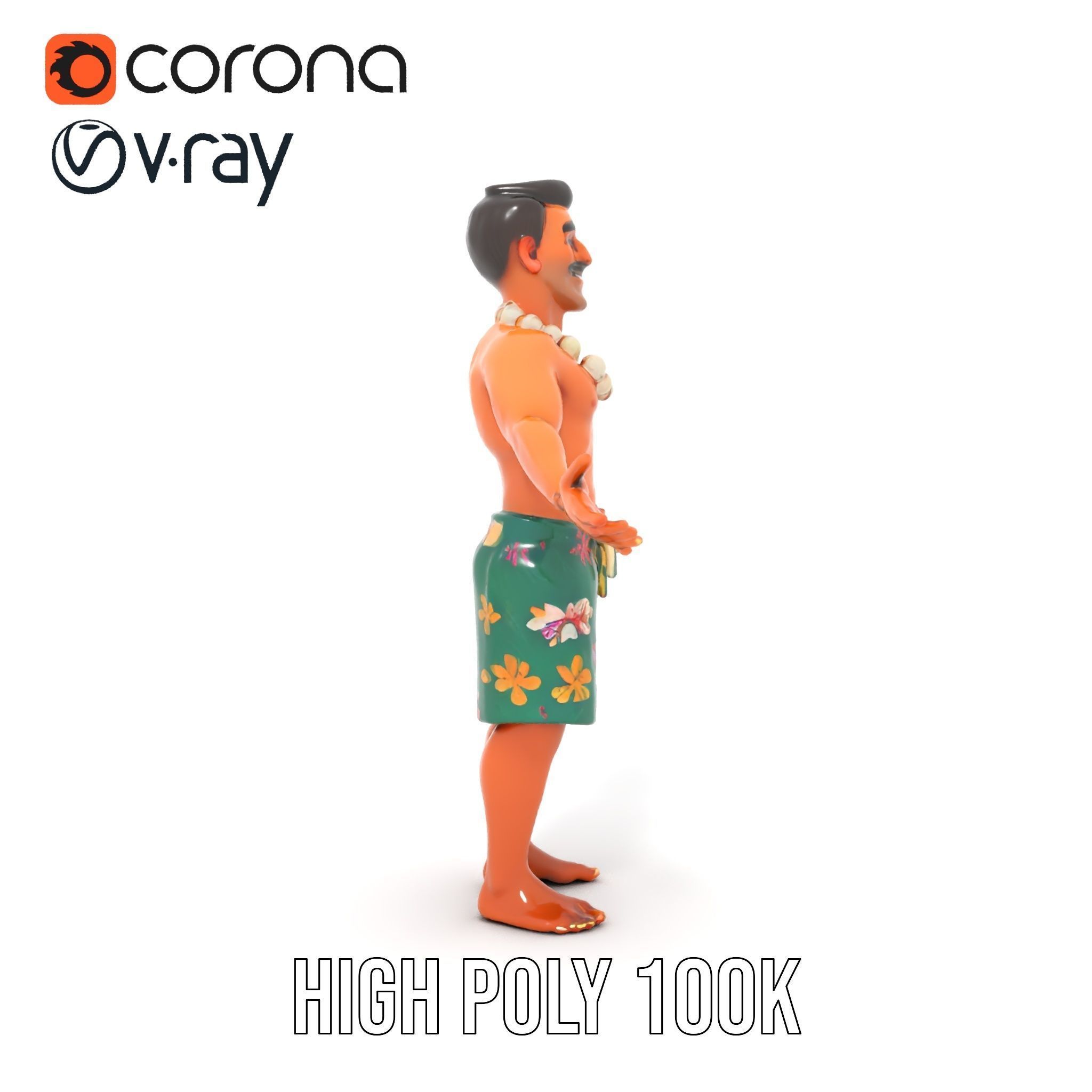 Tropical Islander Character Model Rigged and Animated Low-poly 3D model_23