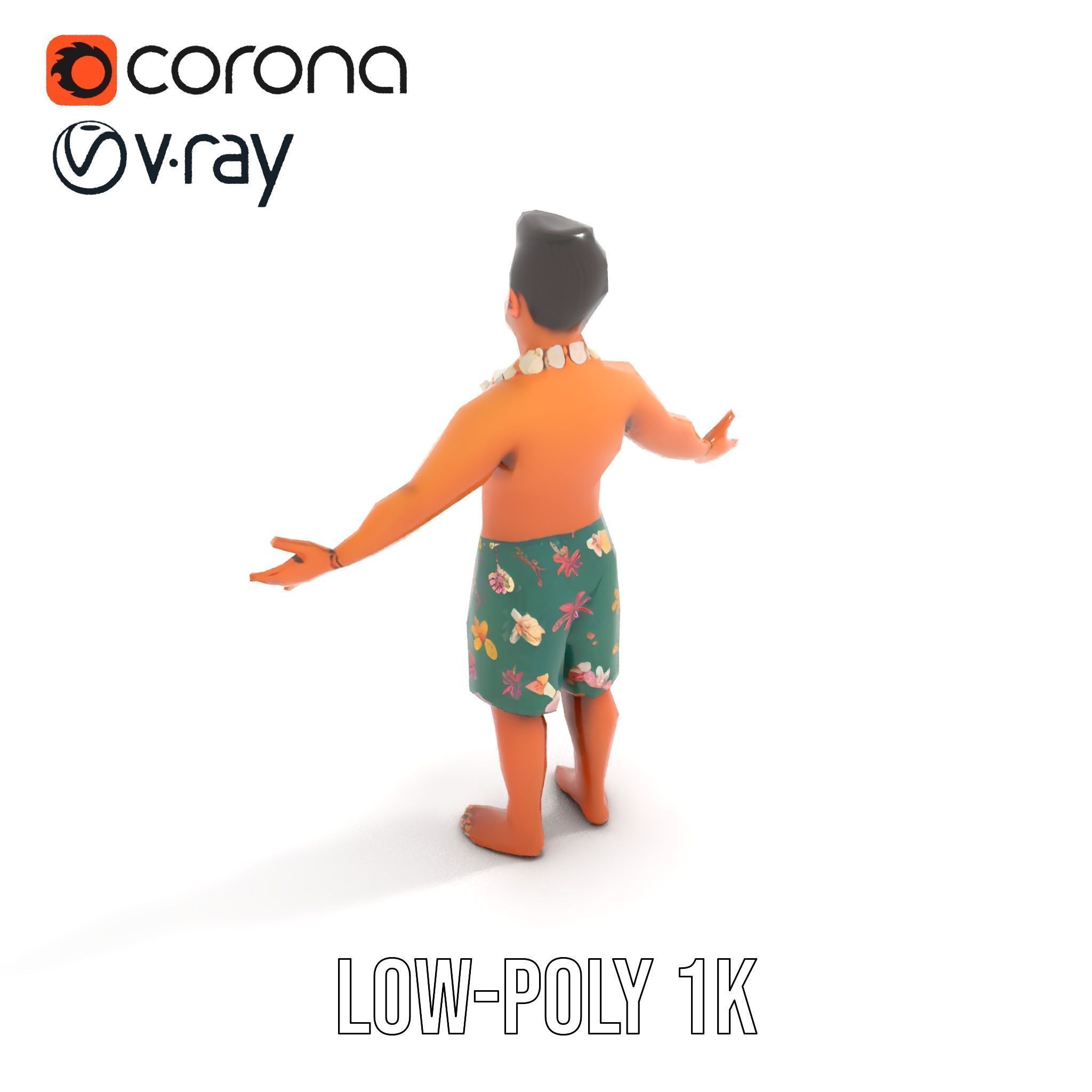 Tropical Islander Character Model Rigged and Animated Low-poly 3D model_11