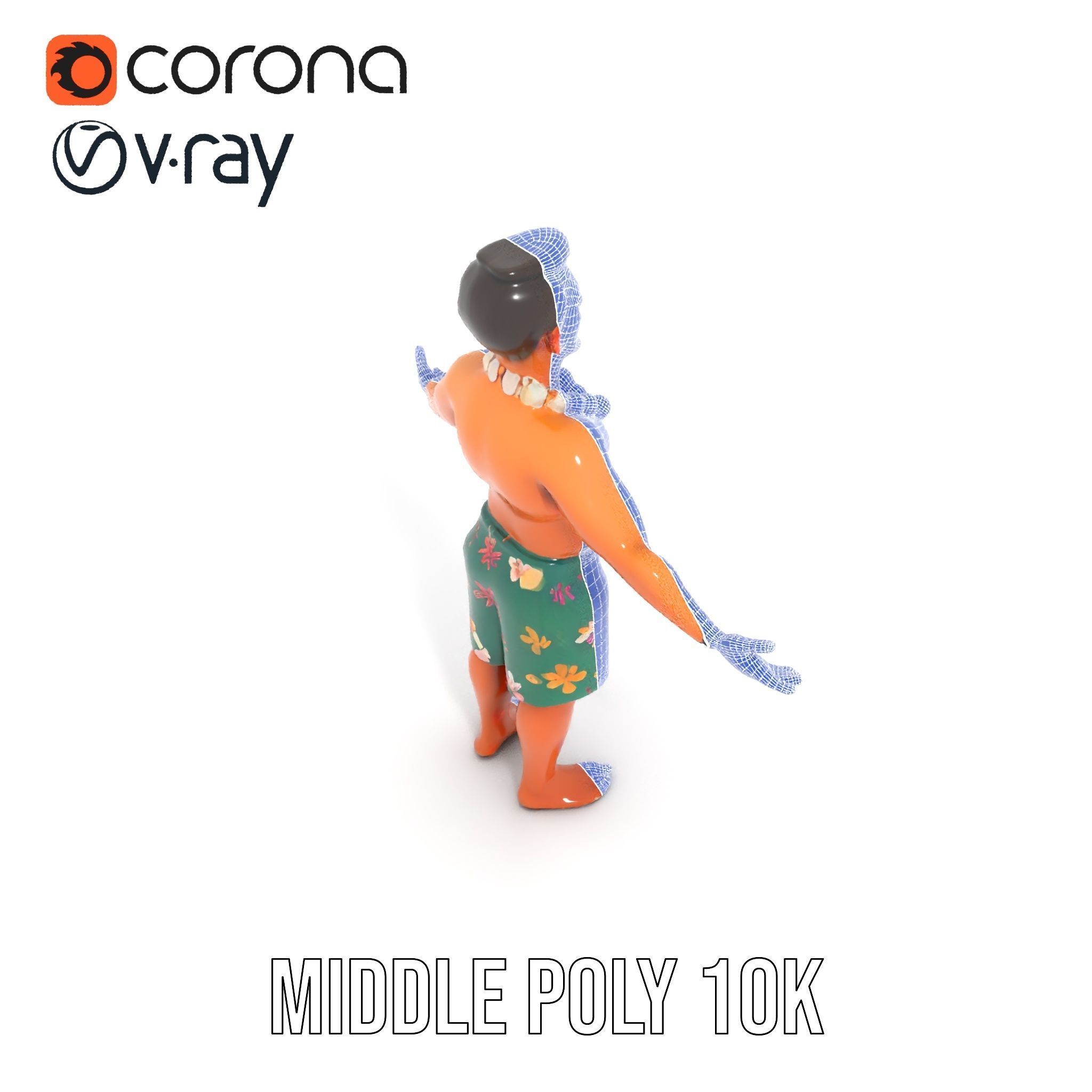 Tropical Islander Character Model Rigged and Animated Low-poly 3D model_26