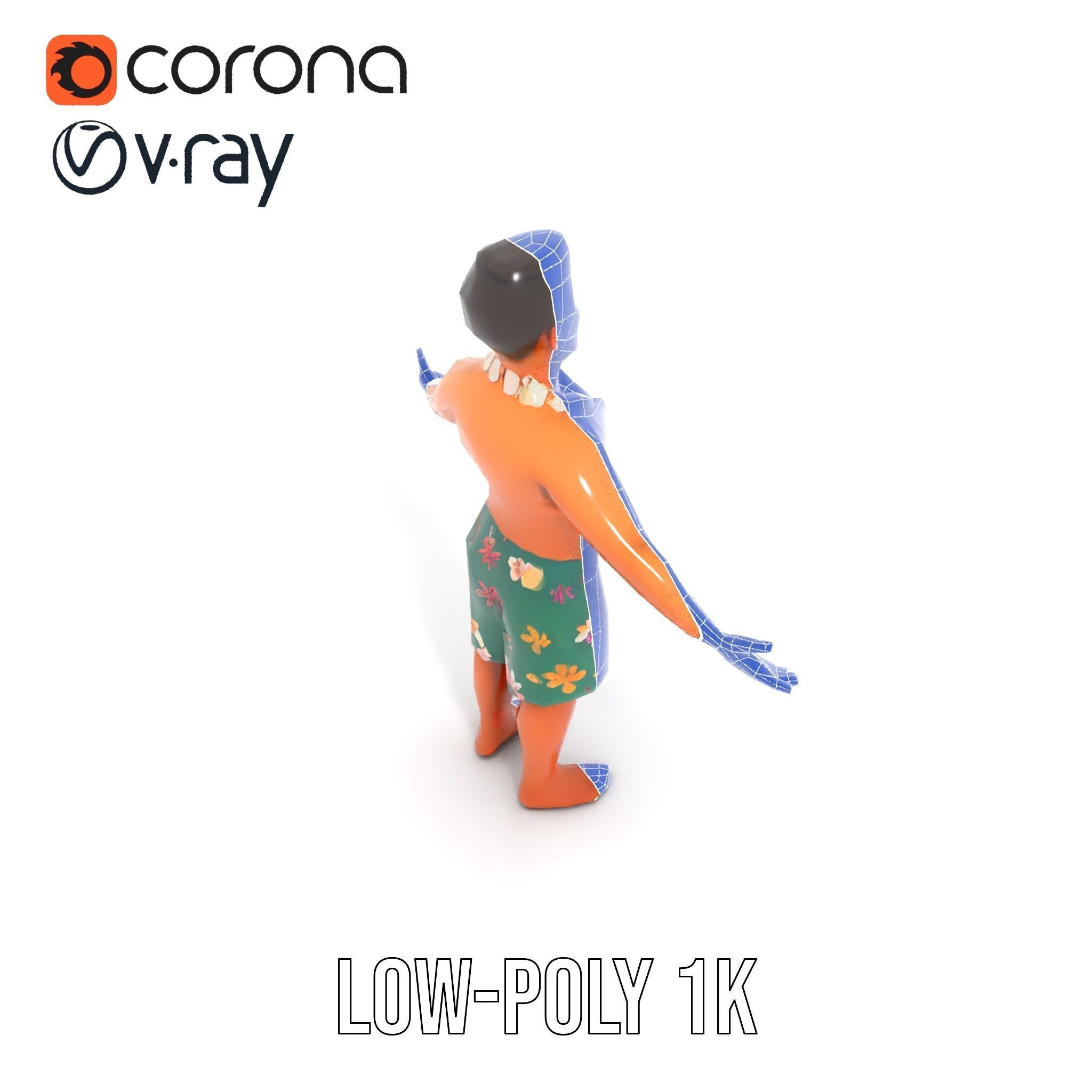 Tropical Islander Character Model Rigged and Animated Low-poly 3D model_19